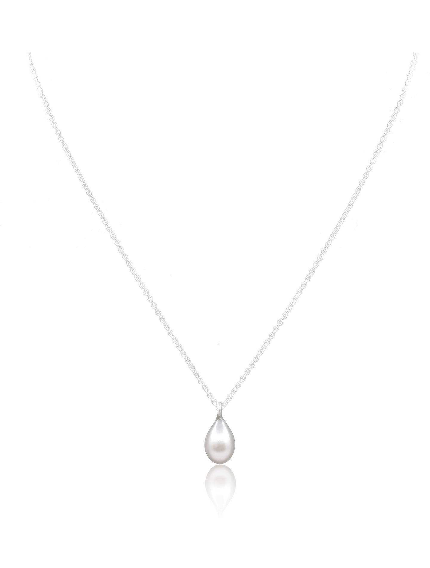 arts on way 925 Real Silver Chain with Drop Shape Real Pearl Necklace for Girls/Women Pearl Sterling Silver Chain-picture-16