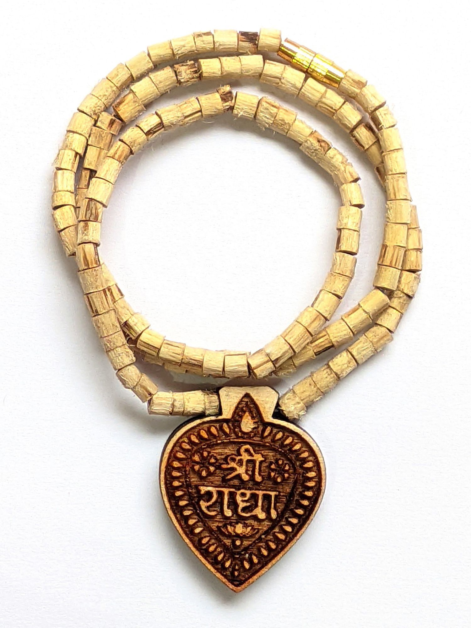 Tulsi Mala With Sri Radha Locket, From Vrindavan, Original Tulsi Beads. Wood Chain-image-11