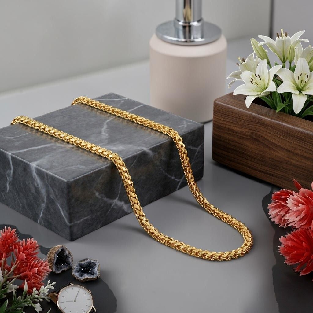 rutiprasa 1 gram Stylish Heavy Golden Neck Men And Women “24” Inches Gold-plated Chain Gold-plated Plated Copper Chain-picture-39