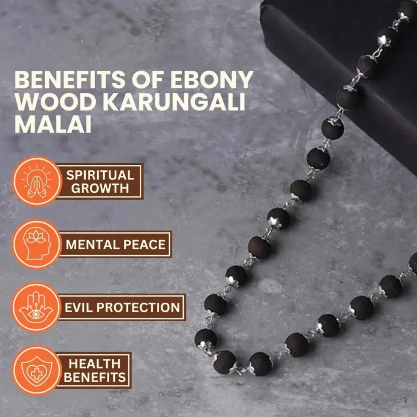 Authentic Karungali Malai | Certified Black Ebony Wood Spiritual Mala | 54 Beads Wood Chain