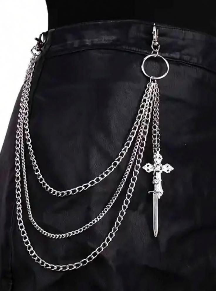 Cross Talwar punk 3 Layer jeans chain Stainless Steel Chain-image-4
