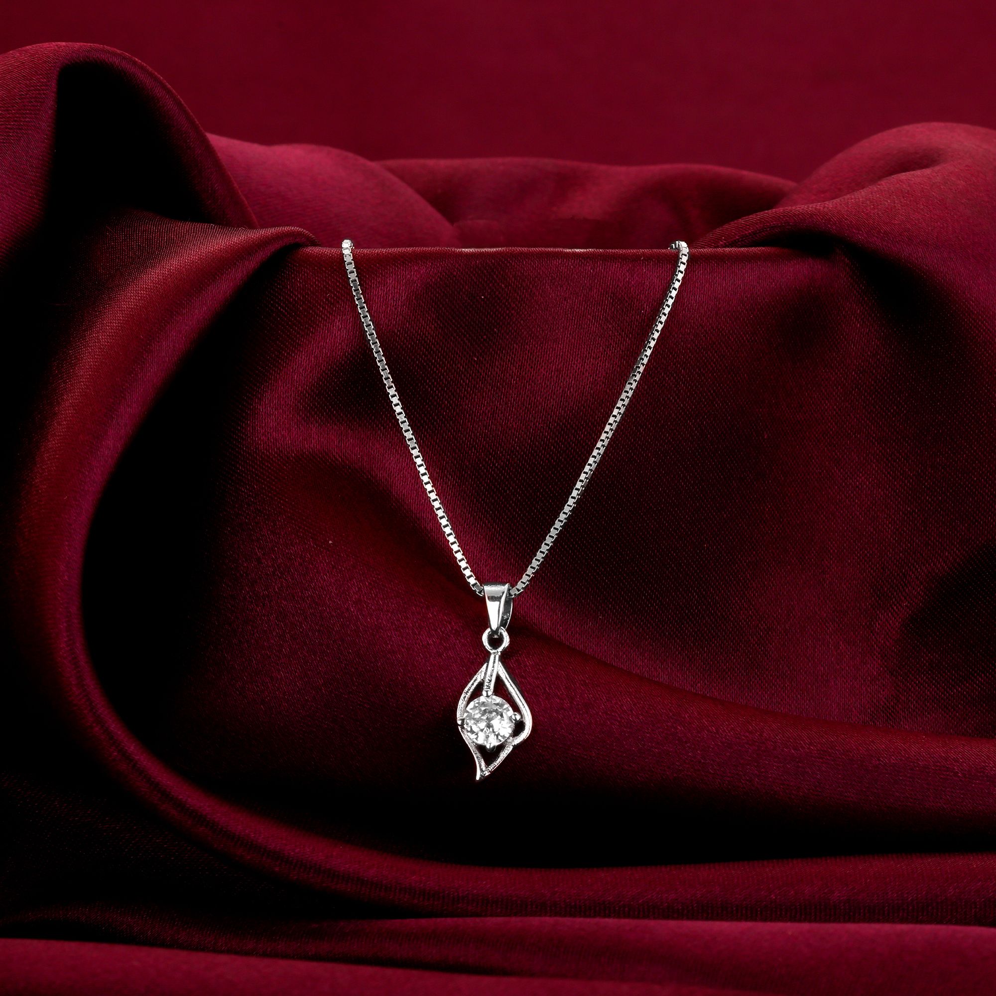 925 Silver Anushka Falling Dew Pendant |Lifetime Plating|6 Month Warranty Zircon Rhodium Plated Sterling Silver Necklace