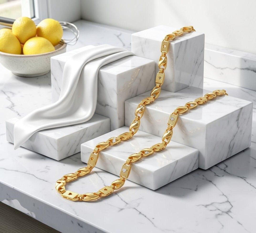 rutiprasa 1 gram Stylish Heavy Golden Neck Men Chain “20” Inches Gold-plated Chain Gold-plated Plated Copper Chain-picture-27