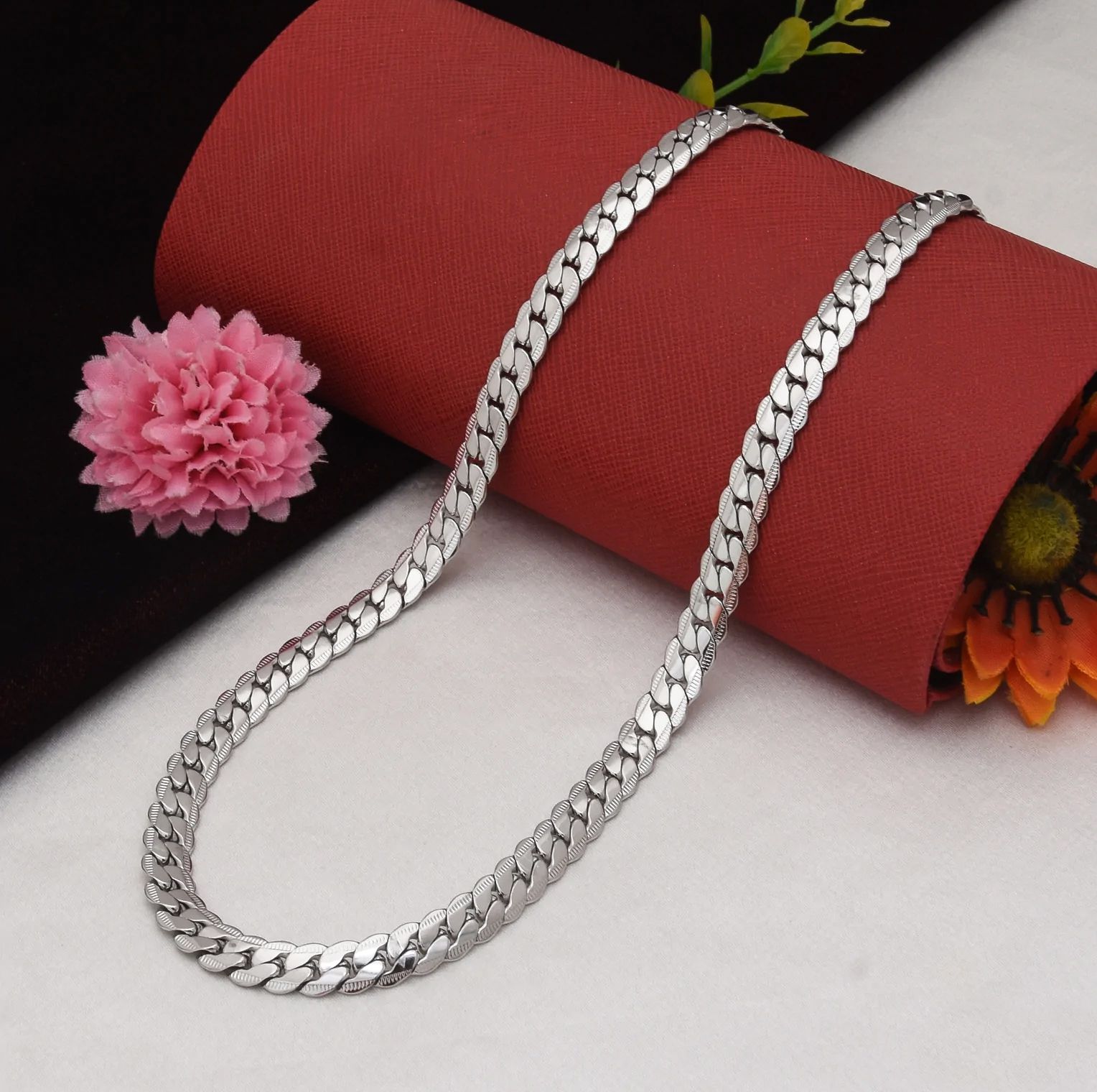 Pure Stainless Steel 6mm Thick Patti Stylish Neck Chain for Men and Boy Silver Plated Stainless Steel Chain-image-49