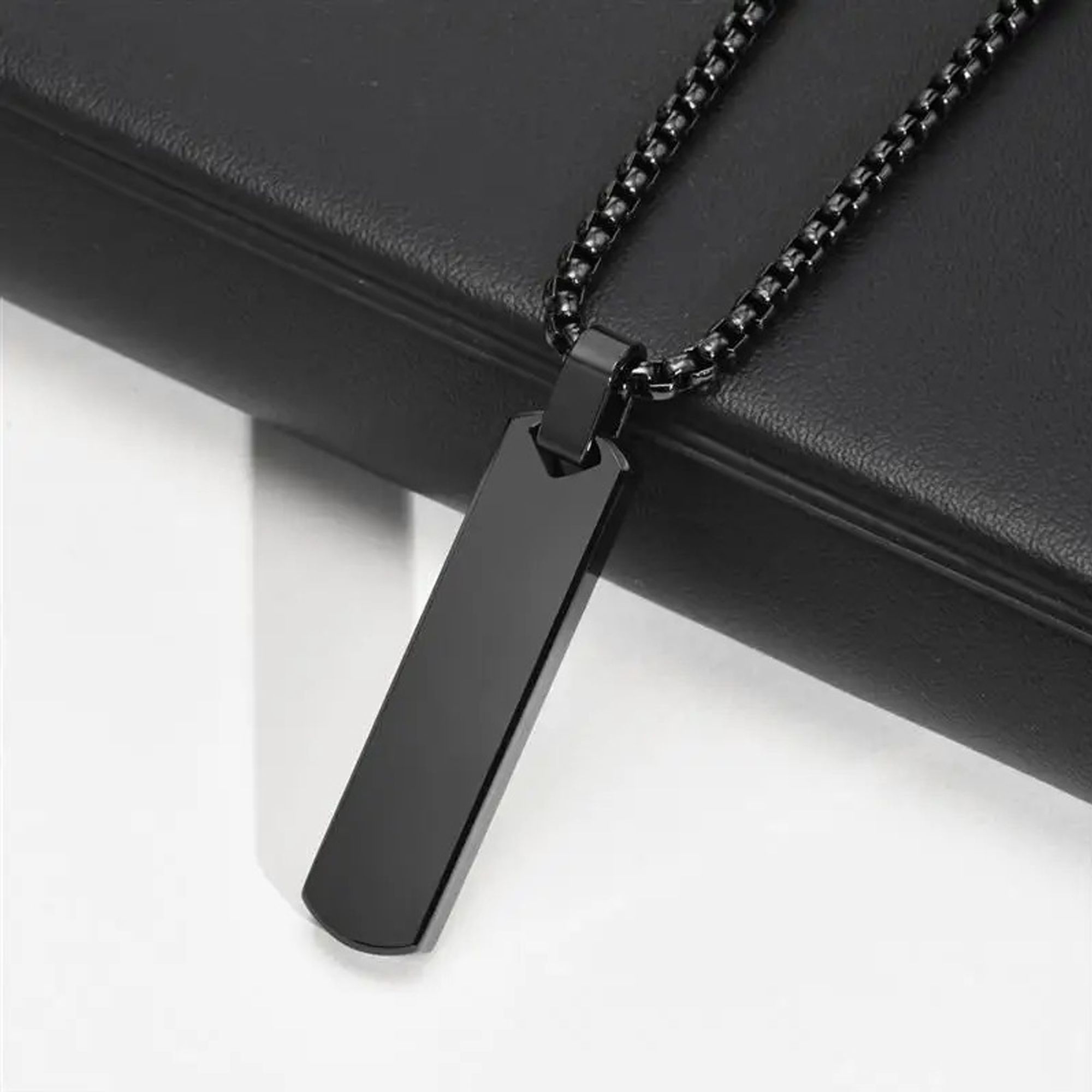 Silver Chain For Men Bar Pendant Black Silver Chain Pendant For Men Boys Silver Plated Stainless Steel Chain