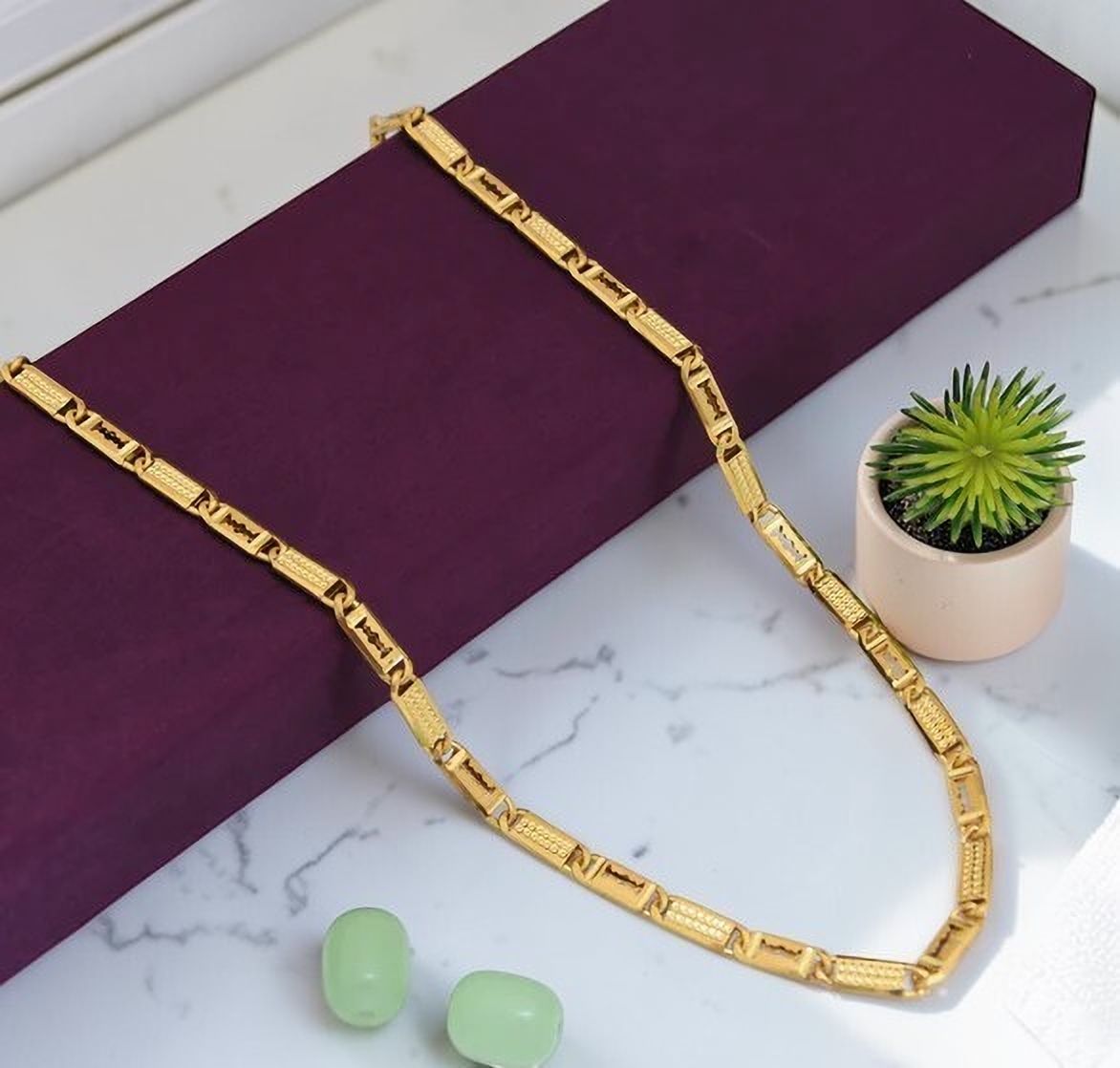 nadagapa 1 gram Stylish Heavy Golden Neck Men Chain “20” Inches Gold-plated Chain Gold-plated Plated Copper Chain-picture-46
