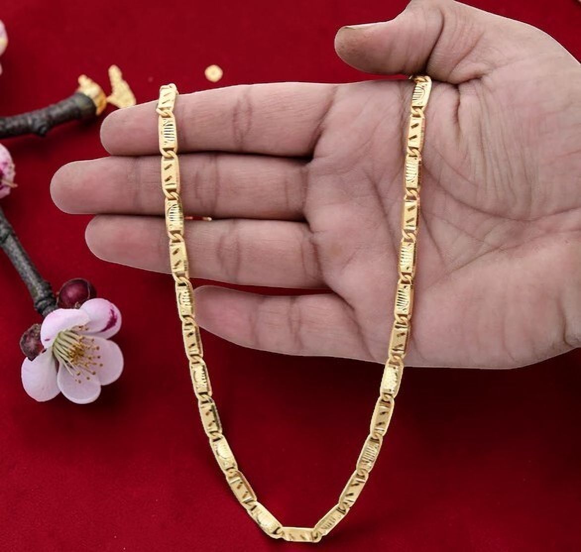 nadagapa 1 gram Stylish Heavy Golden Neck Men Chain “20” Inches Gold-plated Chain Gold-plated Plated Copper Chain-picture-15