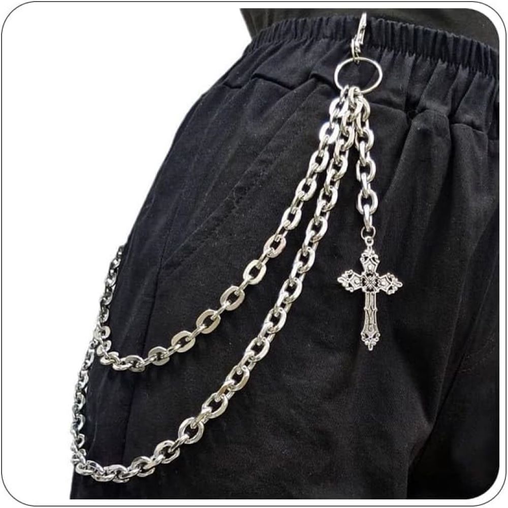 2 layer Jesus cross Rope Style Jeans chain Stainless Steel Chain-image-3
