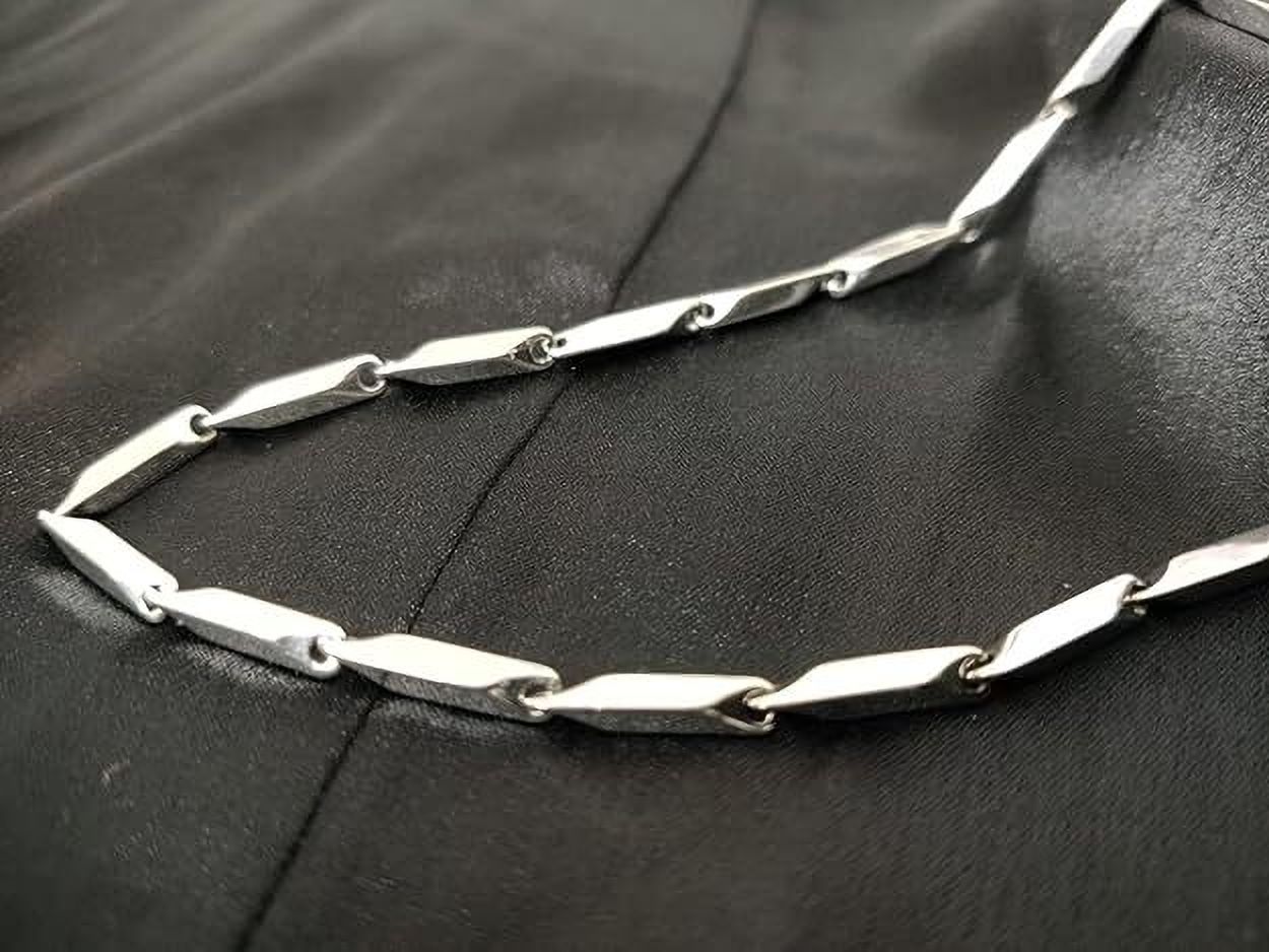 steel blade link necklace – sharp cut design with sleek modern finish sterling silver plated sterling silver, stainless steel chain