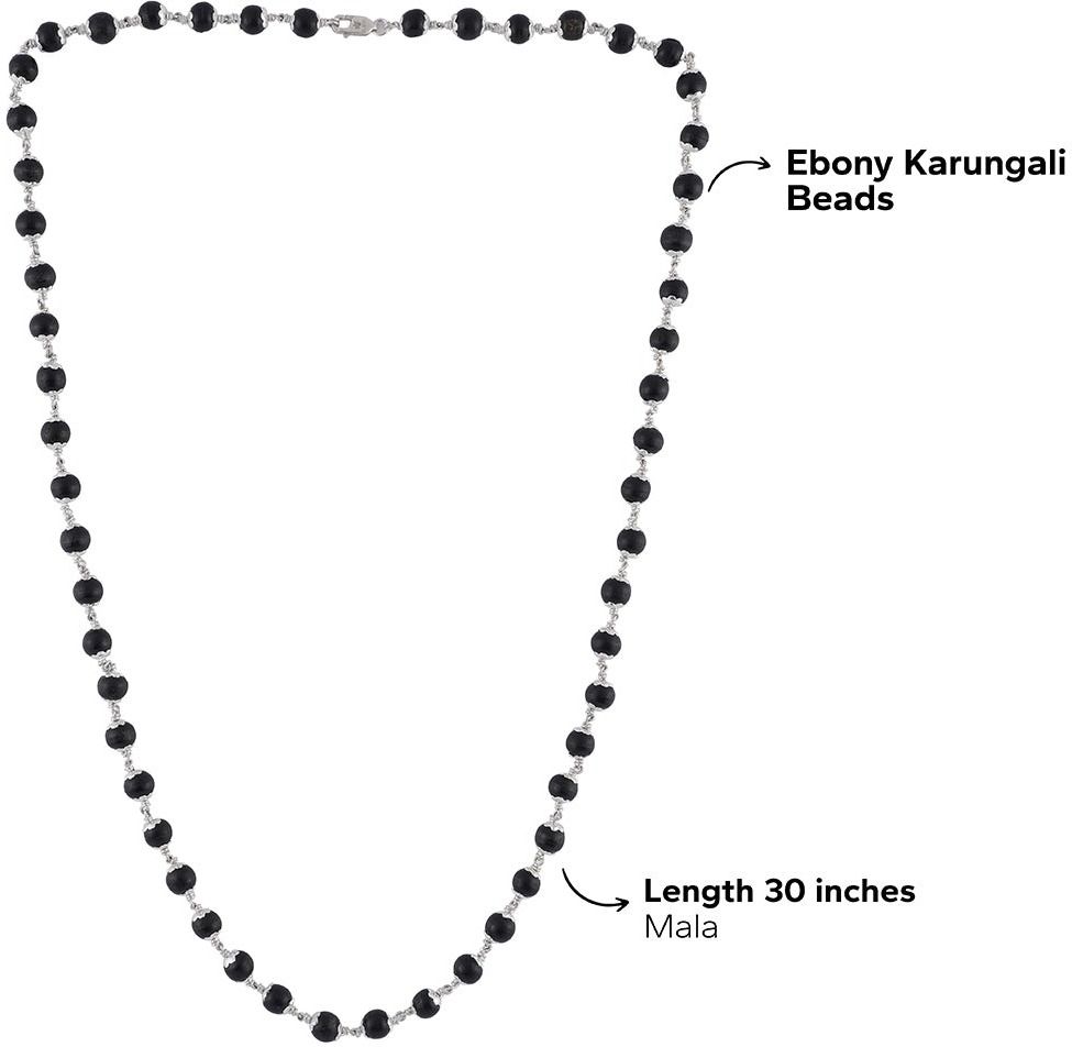 divine drishti Silver Plated Original Karungali Malai 54 +1-Beads Ebony Wood with Certificate Wood Chain-picture-23