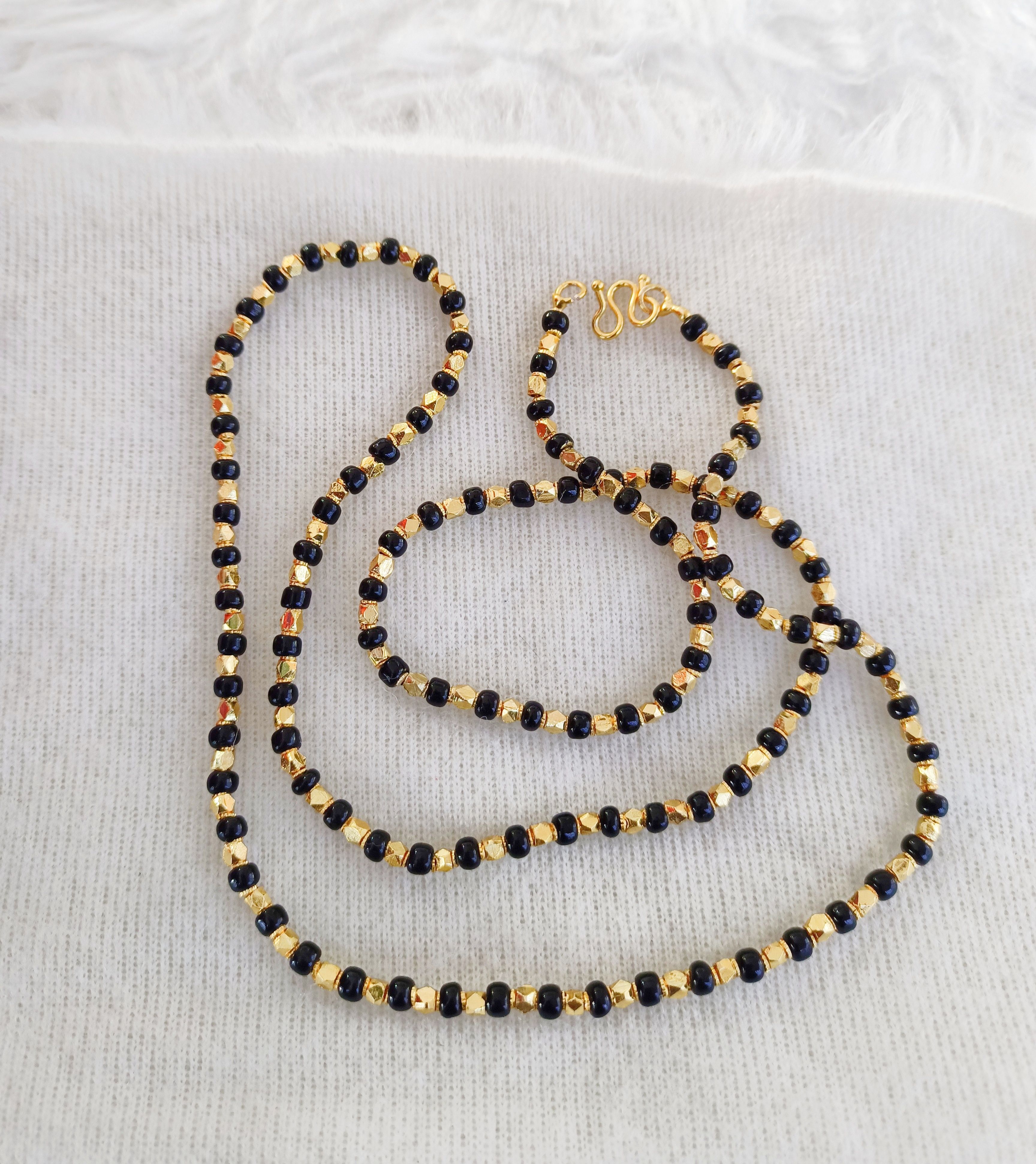 One Gram Gold Jewellery 6.0 Karimani Chorsi Mala Chain 28 Inch Long Beads Gold-plated Plated Copper Chain