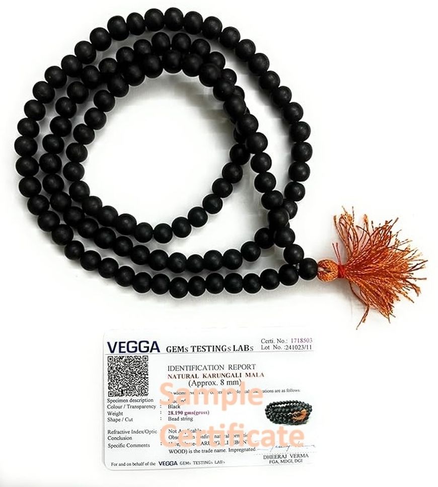 8mm Karungali Mala With Lab Certificate Wood Necklace-image-49