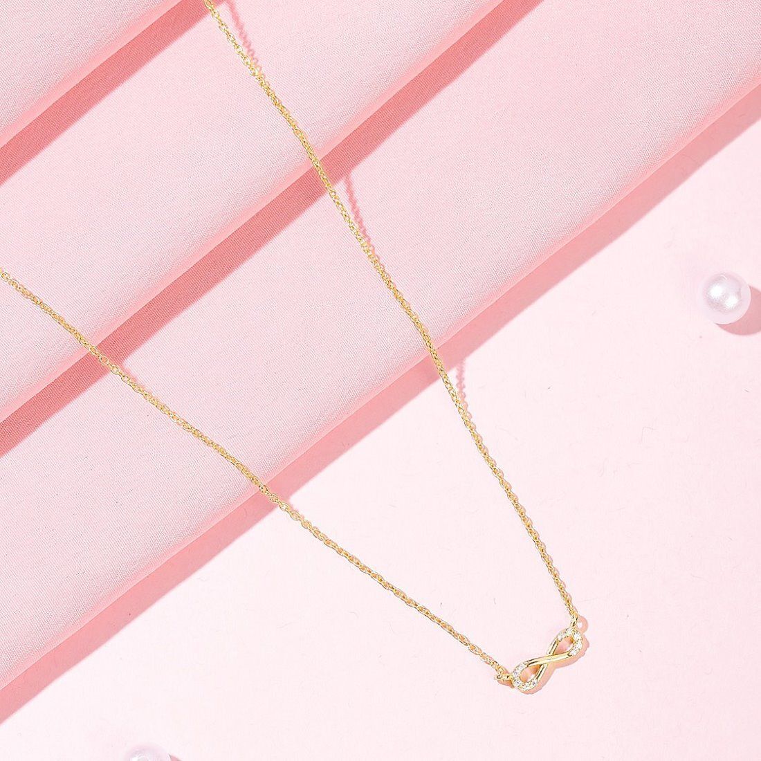 Infinite Rose Gold Dreams Cubic Zirconia Gold-plated Plated Sterling Silver Necklace-image-46