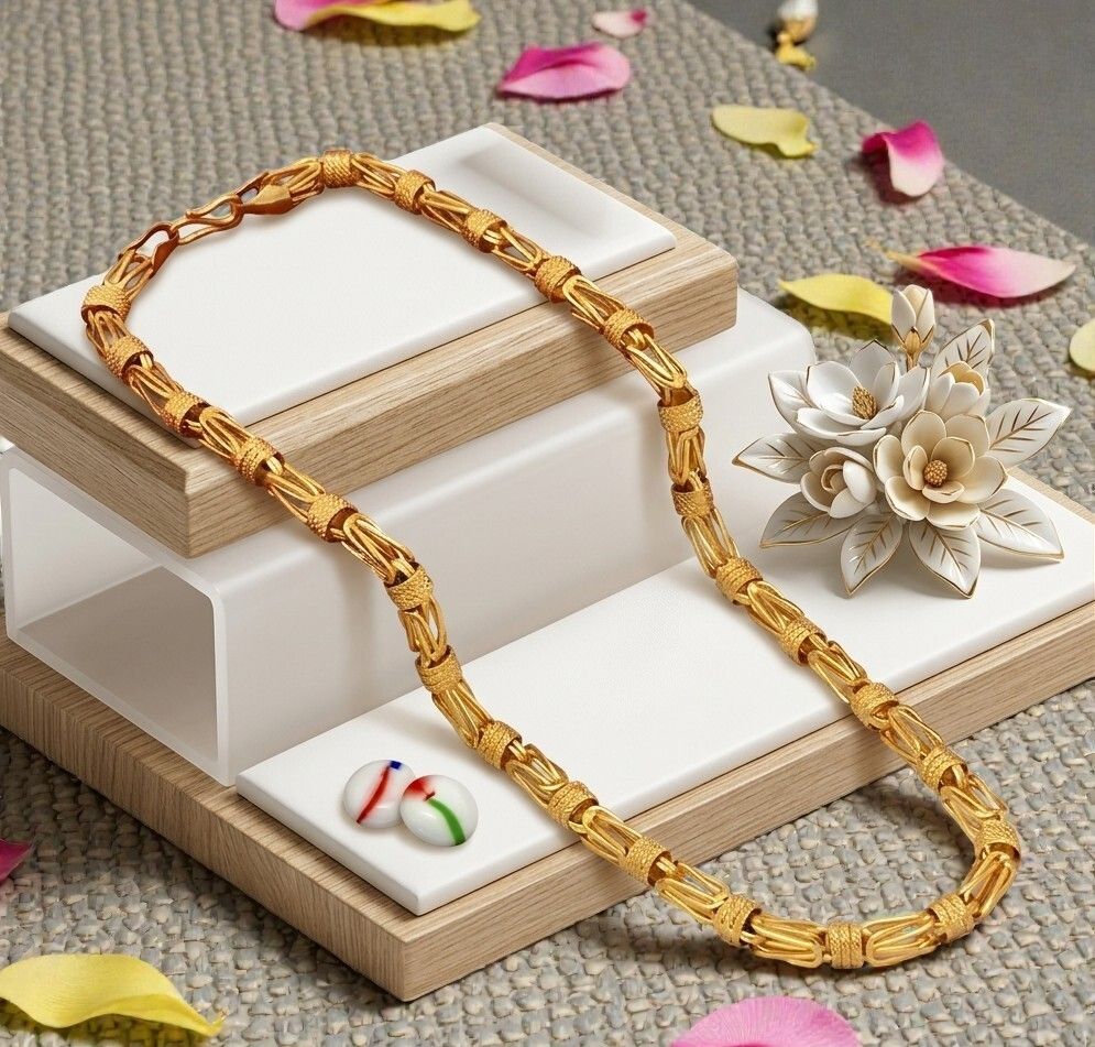 rutiprasa 1 gram Stylish Heavy Golden Neck Men Chain “20” Inches Gold-plated Chain Gold-plated Plated Copper Chain-picture-15