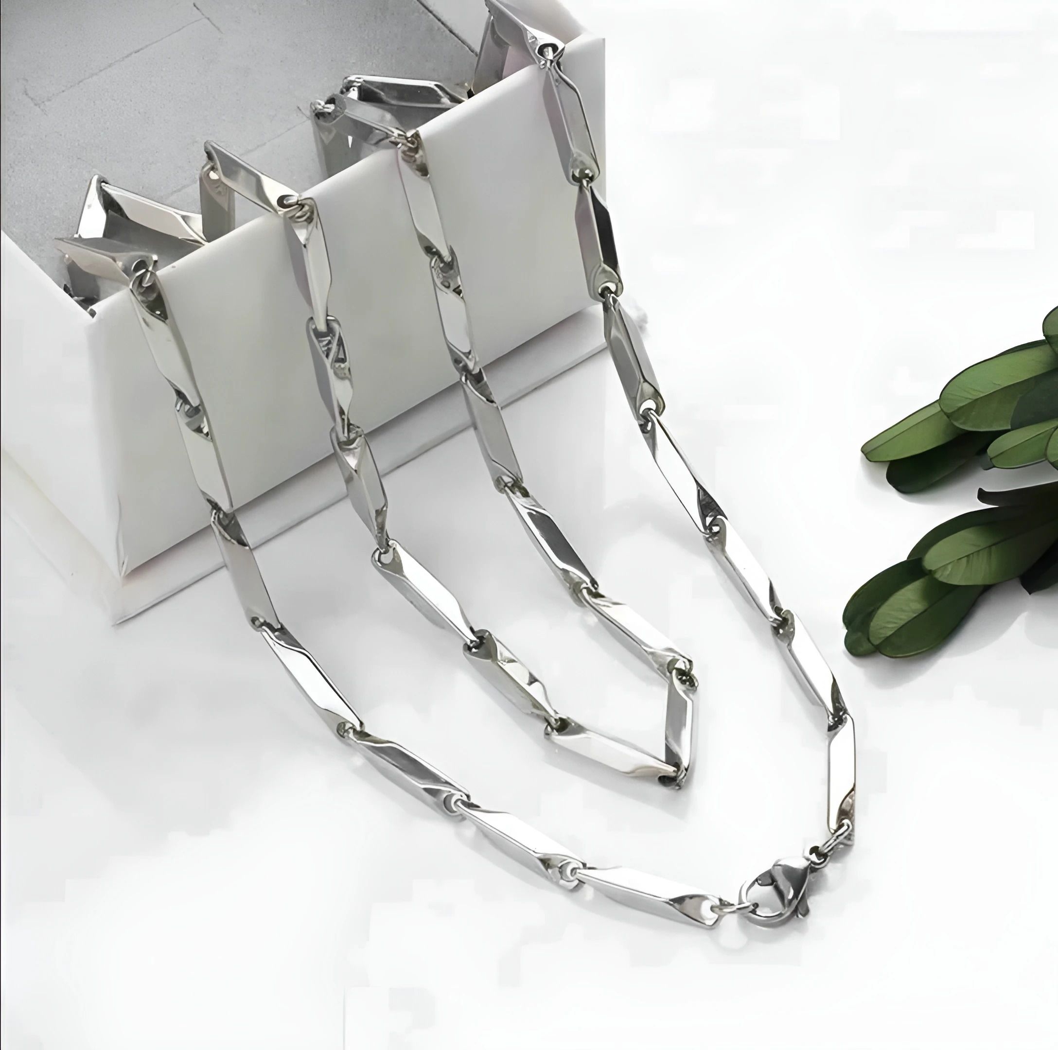reversea Premium Quality Rice Design Chain for Mens 900 Silver Plated Stainless Steel Chain-picture-20