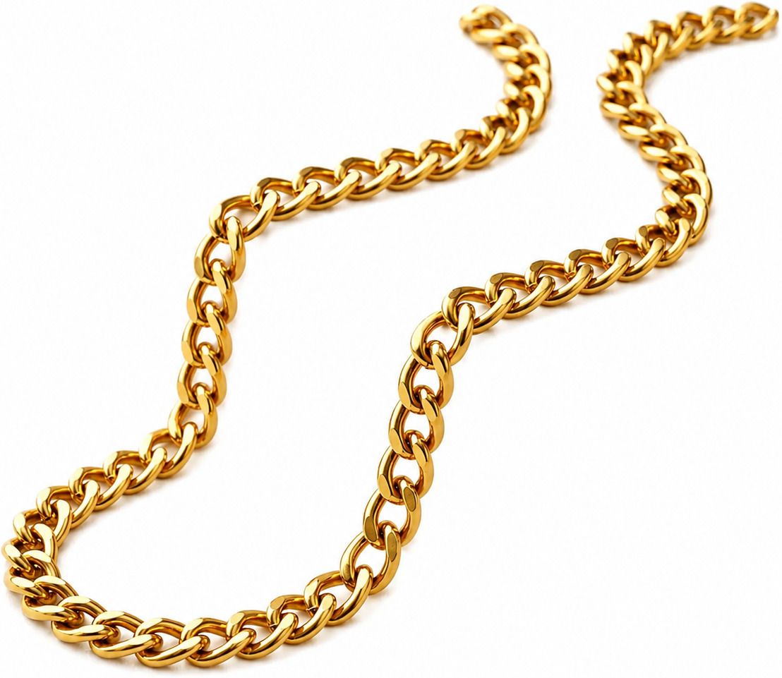 Golden Cuban Chain - 24k Gold Toned 3mm Stainless Steel Chain-image-46