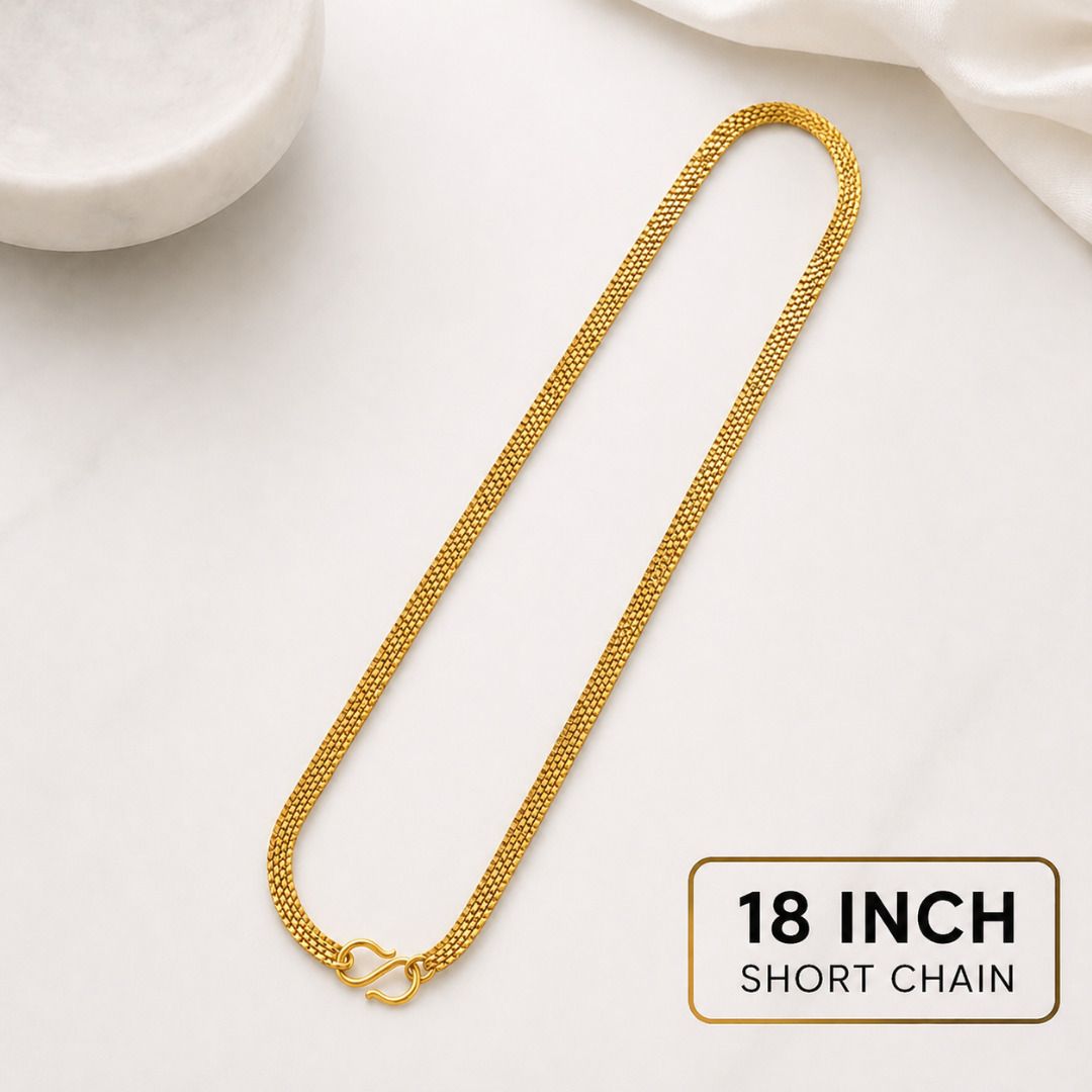 18 inches Short One Gram Gold Plated Chain For Men And Women Gold-plated Plated Brass Chain-image-16