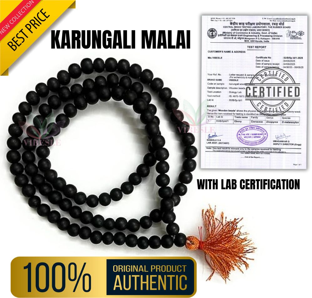Original Karungali Malai For Men With Certification - Certified Ebony Wood Japa Beads Wood Necklace