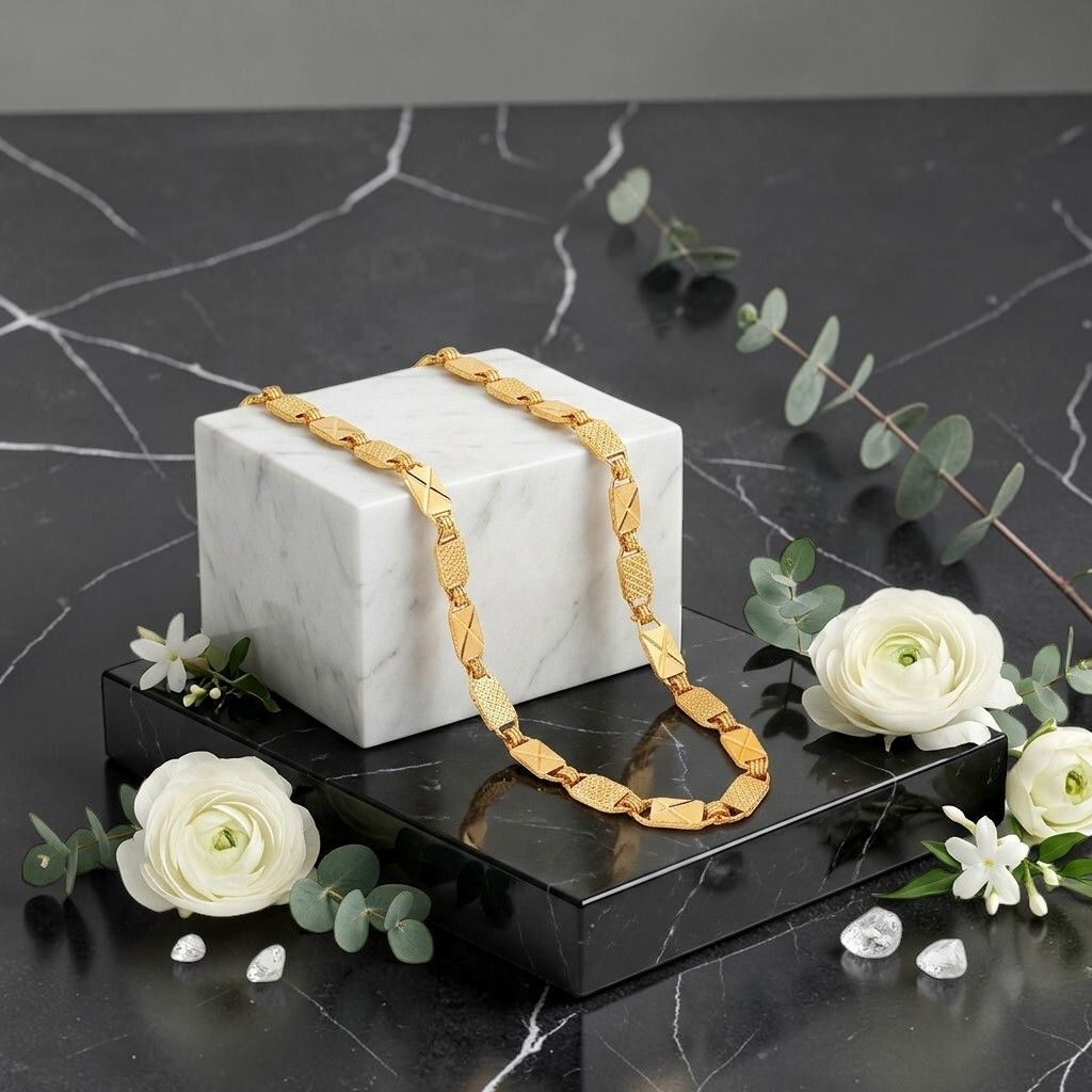 rutiprasa 1 gram Stylish Heavy Golden Neck Men Chain “20” Inches Gold-plated Chain Gold-plated Plated Copper Chain-picture-24