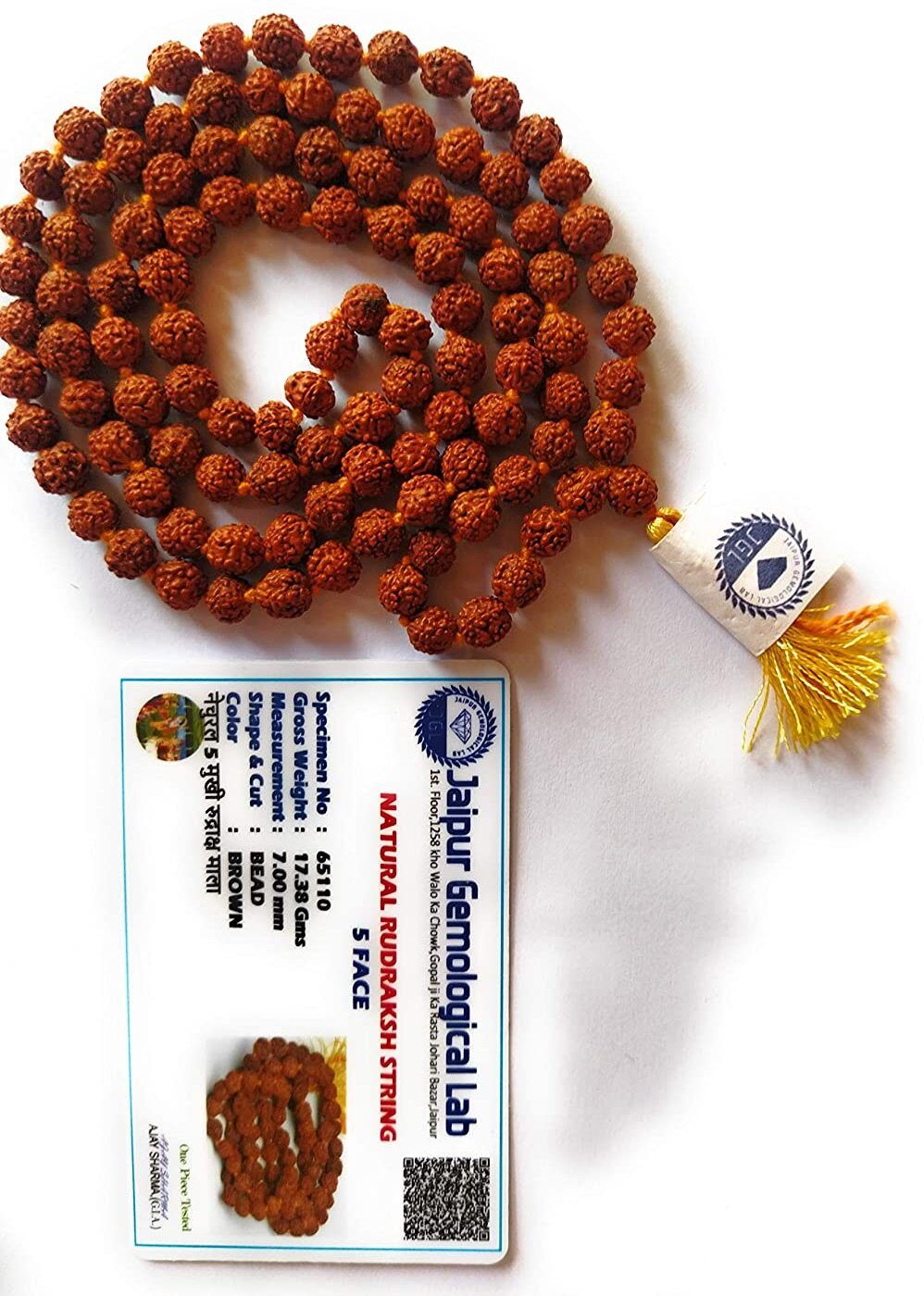 the haat Original 5 Mukhi Rudraksha Natural 8mm Japa Mala 108 Beads Wood Chain-picture-16