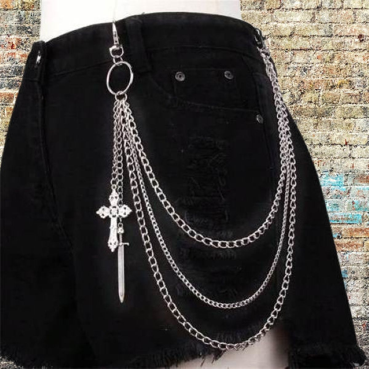 Cross talwar Layer Pants Chain, side hanging jeans chain Stainless Steel Chain