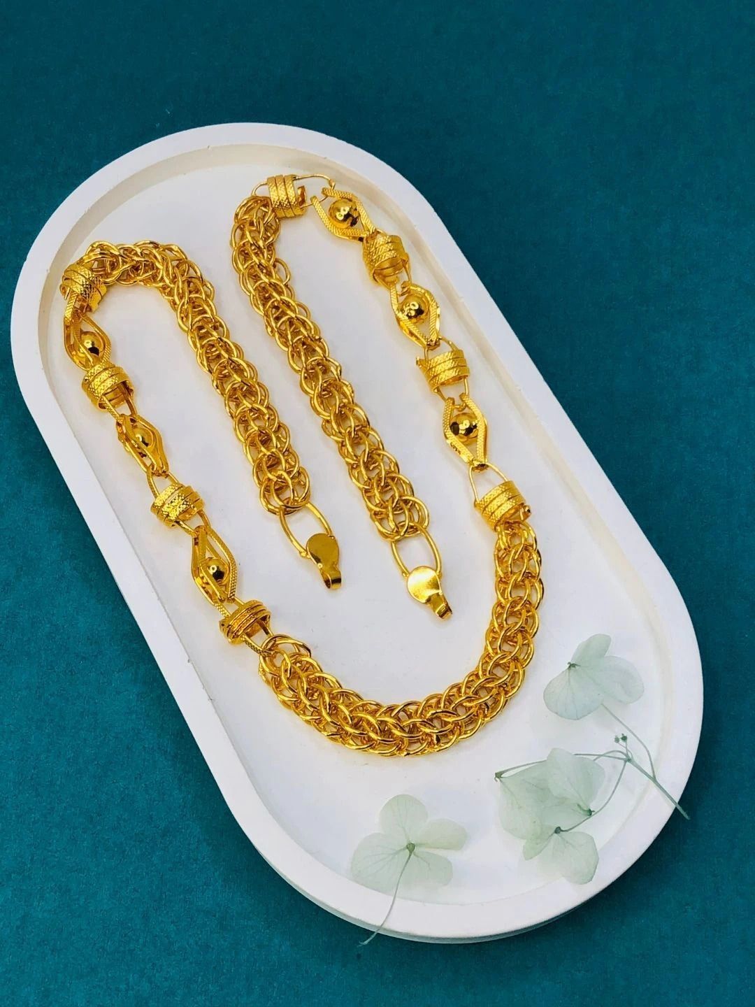 1gm gold plated High Quality Indian Polished chain “20” Inch for men Gold-plated Plated Alloy Chain-image-35