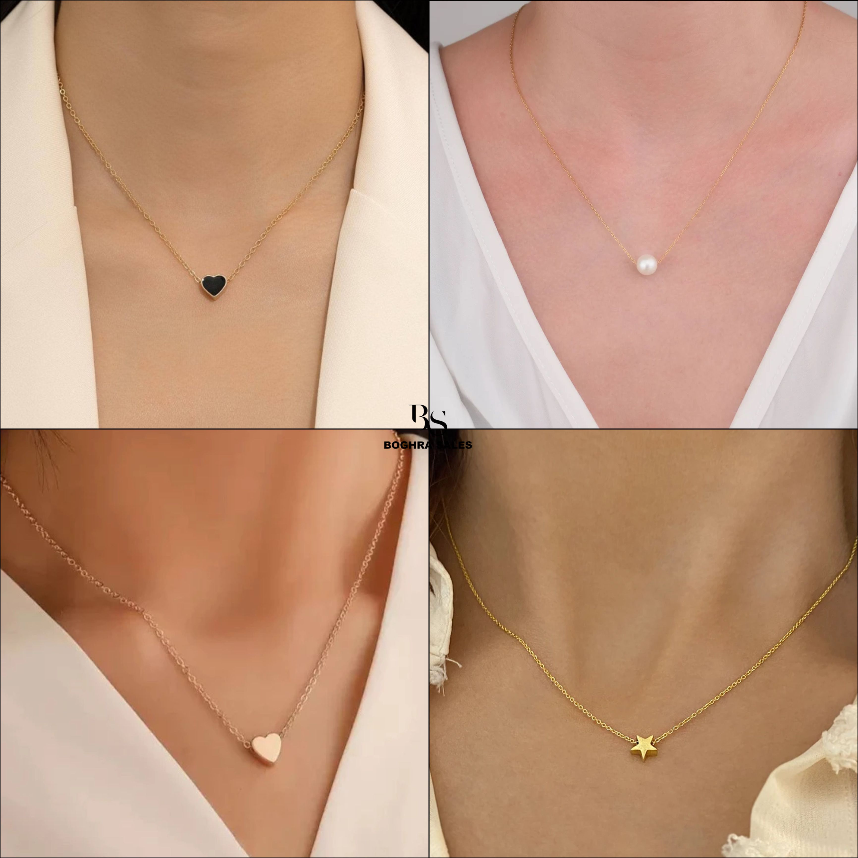 Combo of 4 Pendant Necklace Chain for Women and Girls Pearl, Diamond, Crystal Gold-plated Plated Brass, Alloy Chain