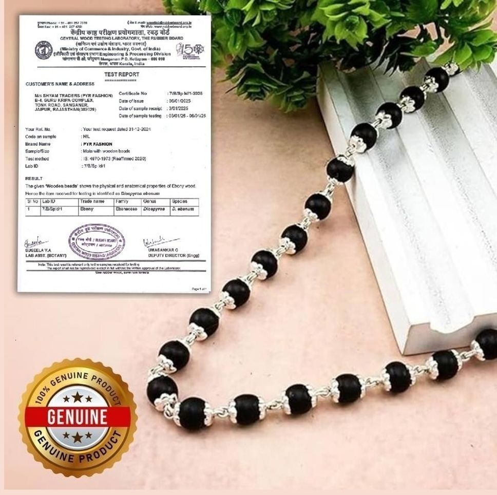 Original Karungali Malai Silver Plated Mala For Men - Govt Certified 54 Beads Silver Plated Wood Chain-image-43