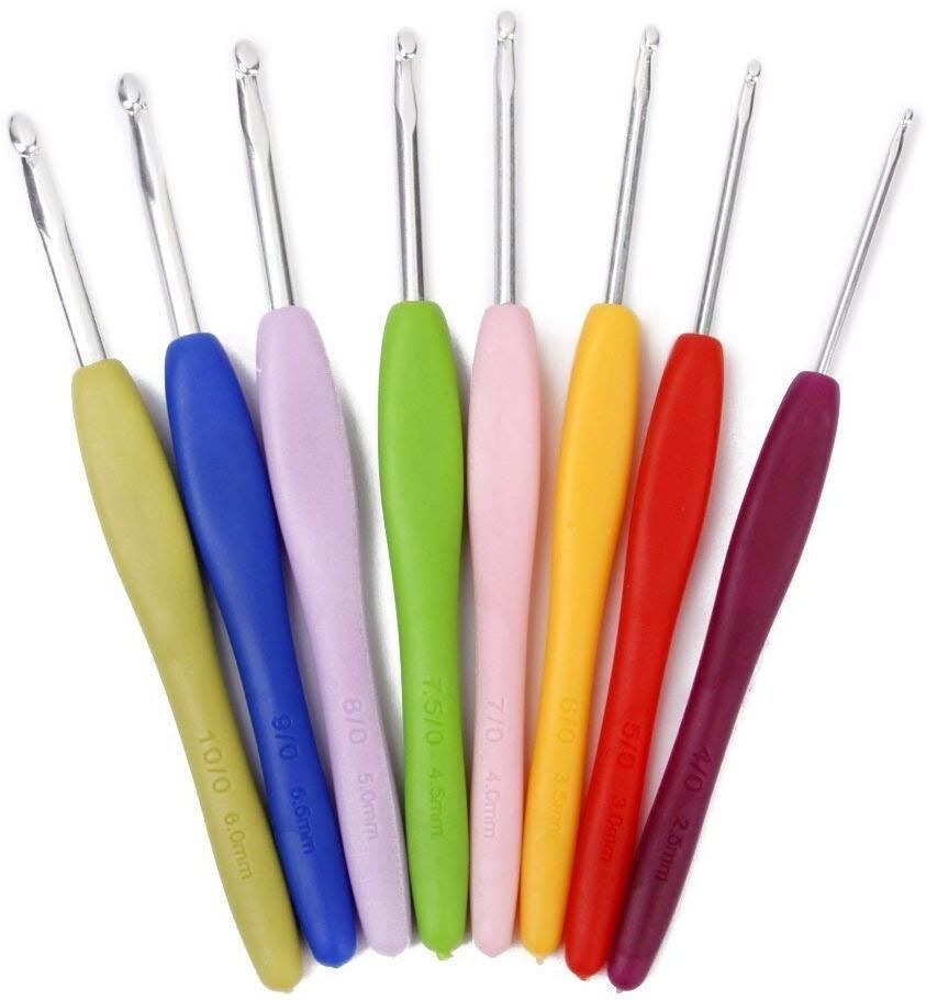 8 Pc Crochet Hook Set Ergonomic Soft Handle Needle Weave Craft Yarn Multi Colour Hand Sewing Needle-image-28