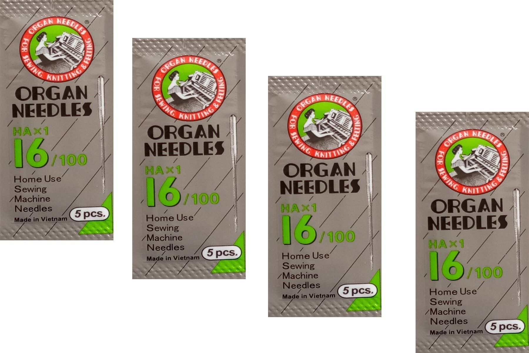 organ Needles (4 Packs, 20 Needles, Each Contain 5), Ha 16 No. Works with All Automatic Sewing Machines Machine Sewing Needle Machine Sewing Needle