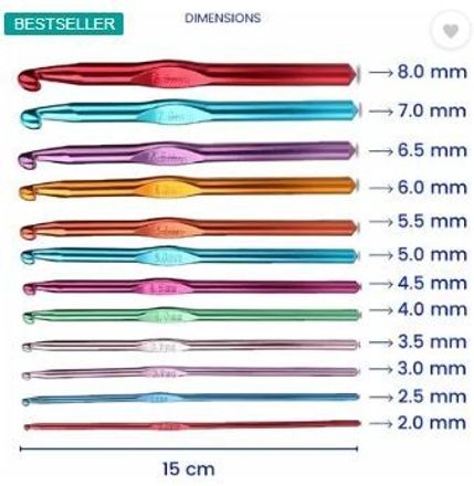 Crochet Hook Set – 12 Pcs (2mm to 8mm) | Multi-Color Aluminium Knitting Needles Hand Sewing Needle-image-28