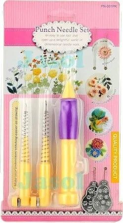 Yellow Punch Needle Pen Crochet Knitting Needle Tool for Beginners Set, 3 Sizes Hand Sewing Needle-image-48