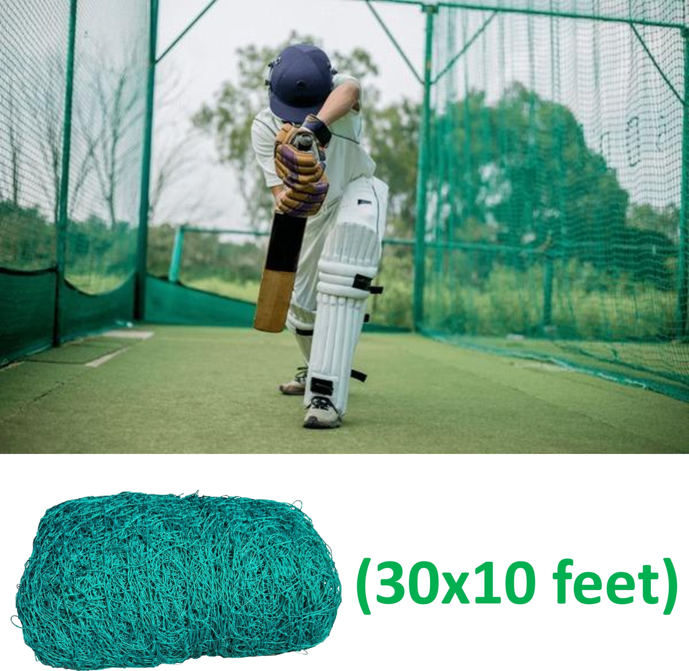 blumax Cricket Practice Net – 30 × 10 ft (Green) – Heavy Duty Nylon Cricket Net-picture-13