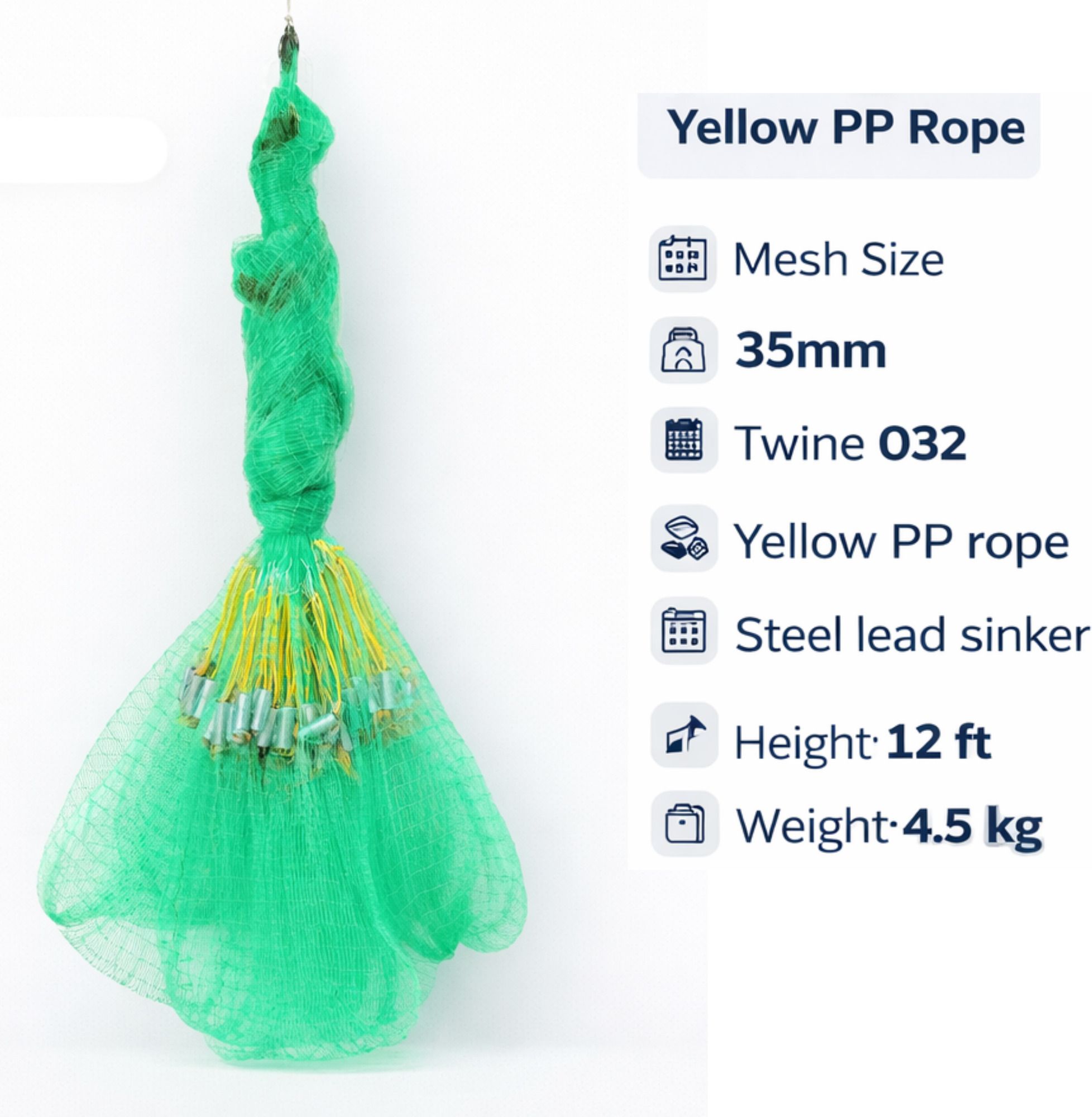 NETKING Mono Cast Net 12ft 4.5Kg 35mm Mesh 0.32 65ft Spread Fishing Net-image-45