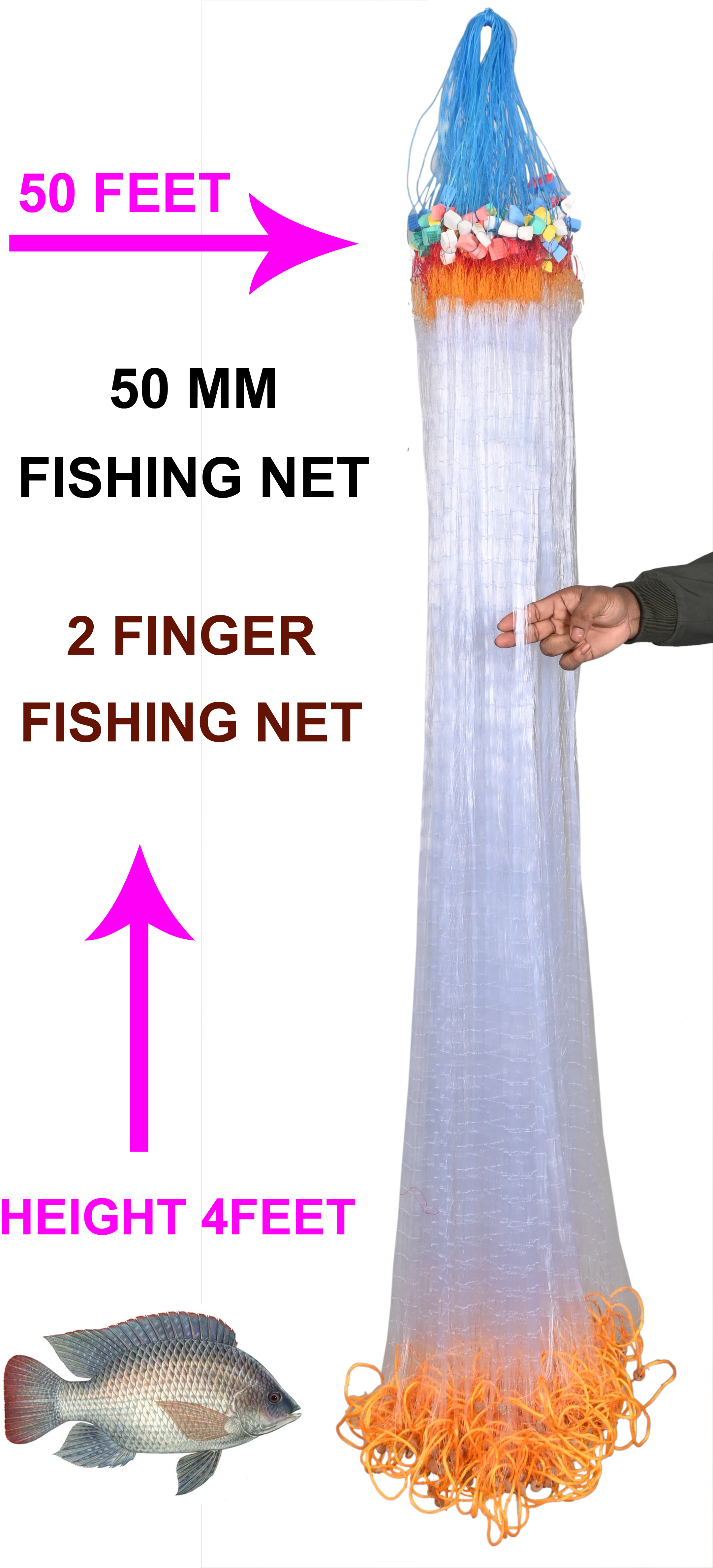 minatifishing 2 finger 50 mm fishing net Fishing Net image 1