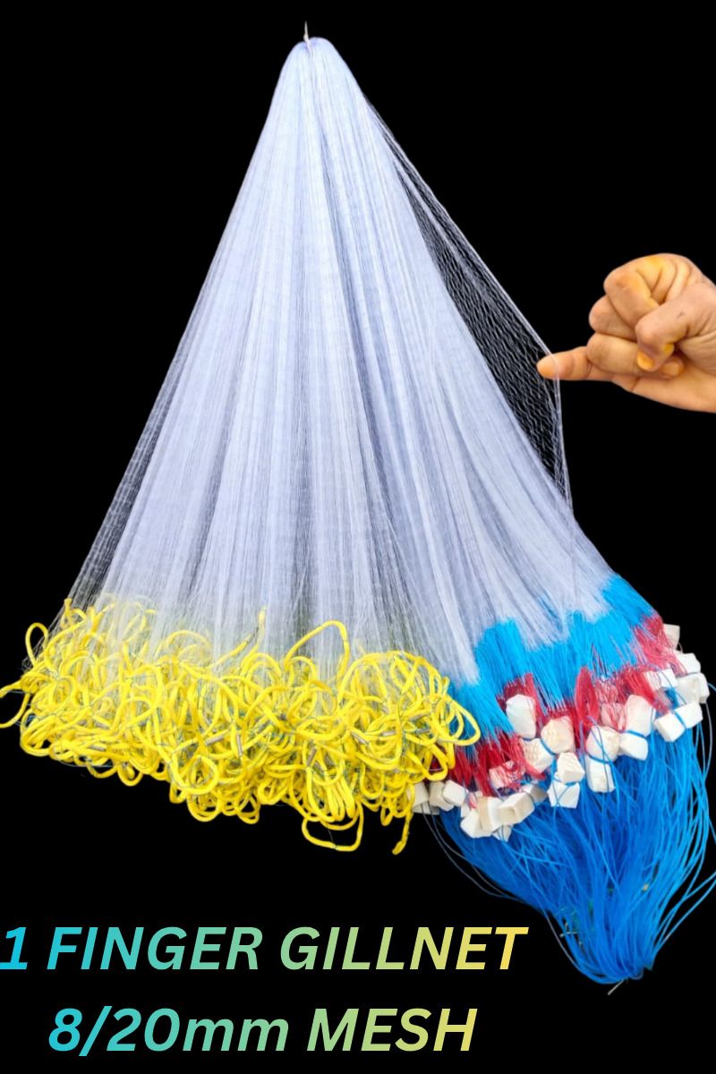 1 FINGER GILLNET 8/20mm MESH SIZE Fishing Net LEAD SINKER Fishing Net-image-34
