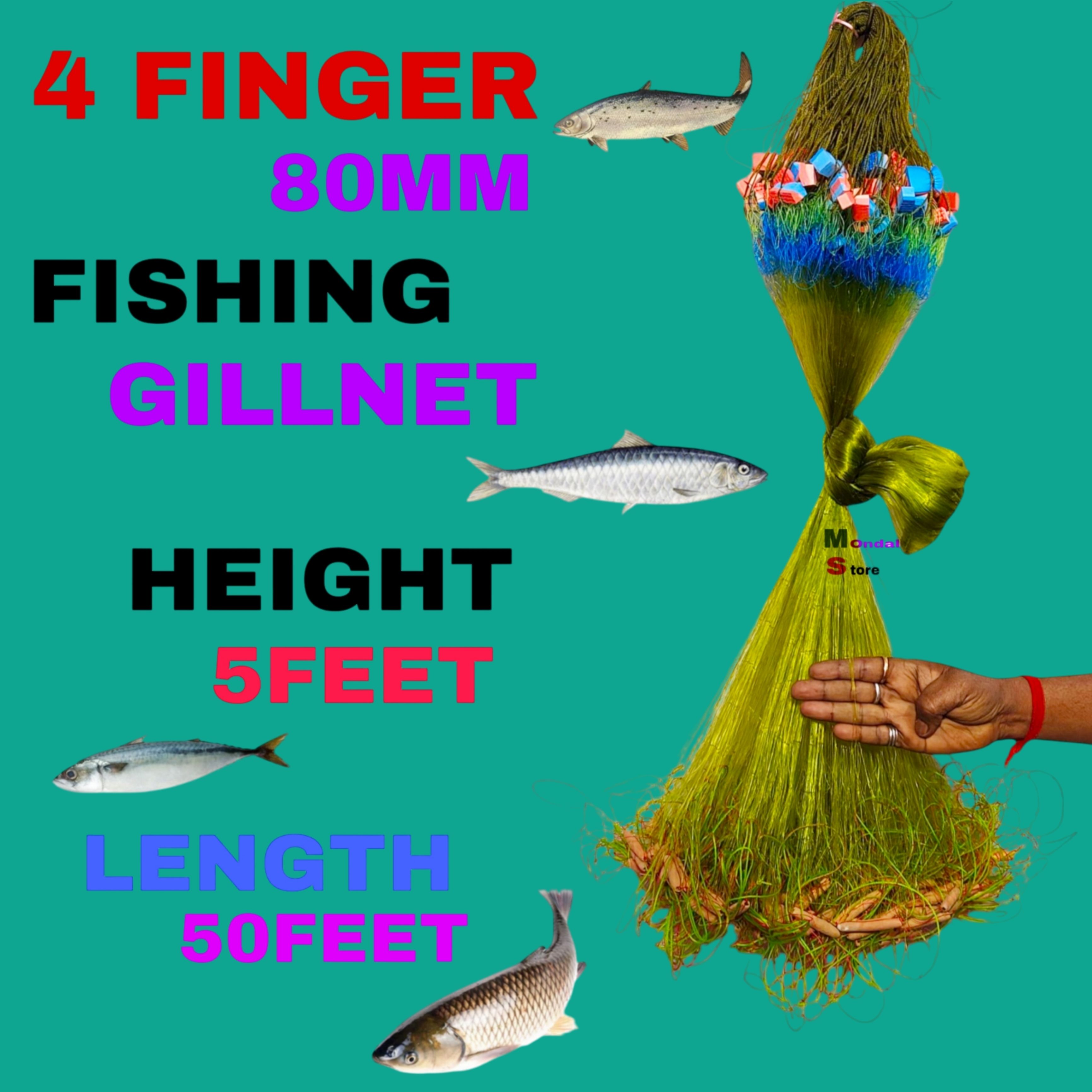 mondal store Heavy Duty Nylon Fishing Net 4 Finger Mesh Fish Catching Gill Net Fishing Net-picture-17