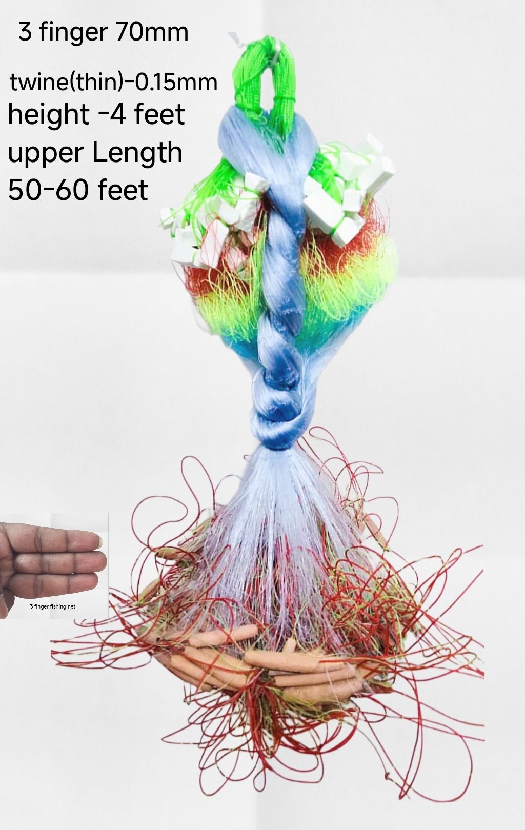 3 finger 70mm Gillnet kathi jal Fishing Net-image-28