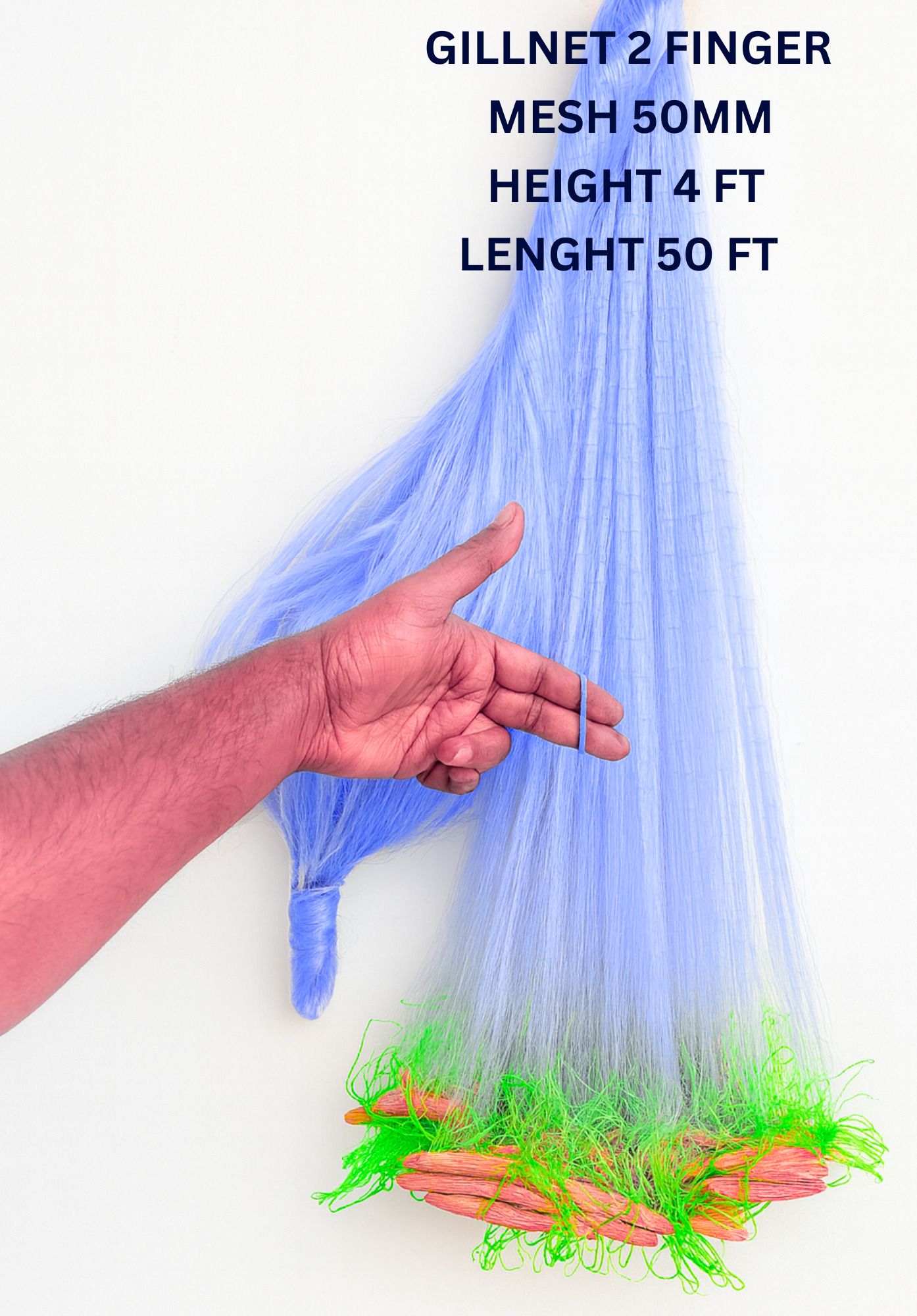 2 Finger Gill Net 50mm Mesh | Twine 0.15 | Height 4ft Length 40–50ft Fishing Net Fishing Net-image-32