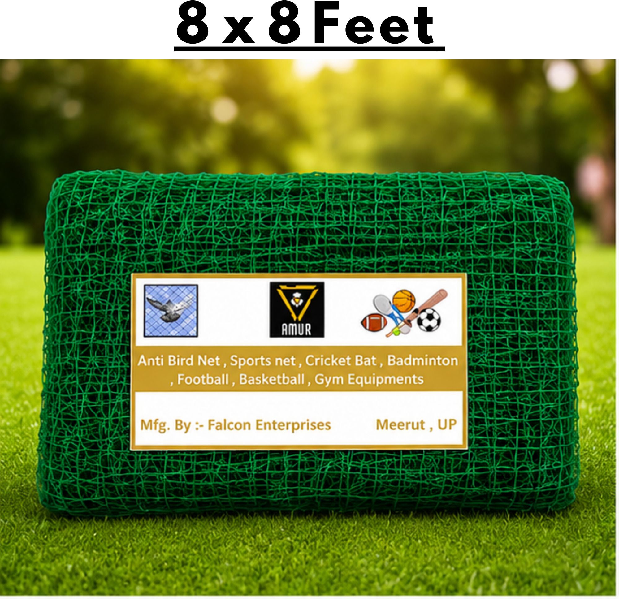 falcon 8 x 8 Feet Green Anti Bird Net | Multipurpose Safety Mesh for Garden, Balcony Camping Net-picture-49