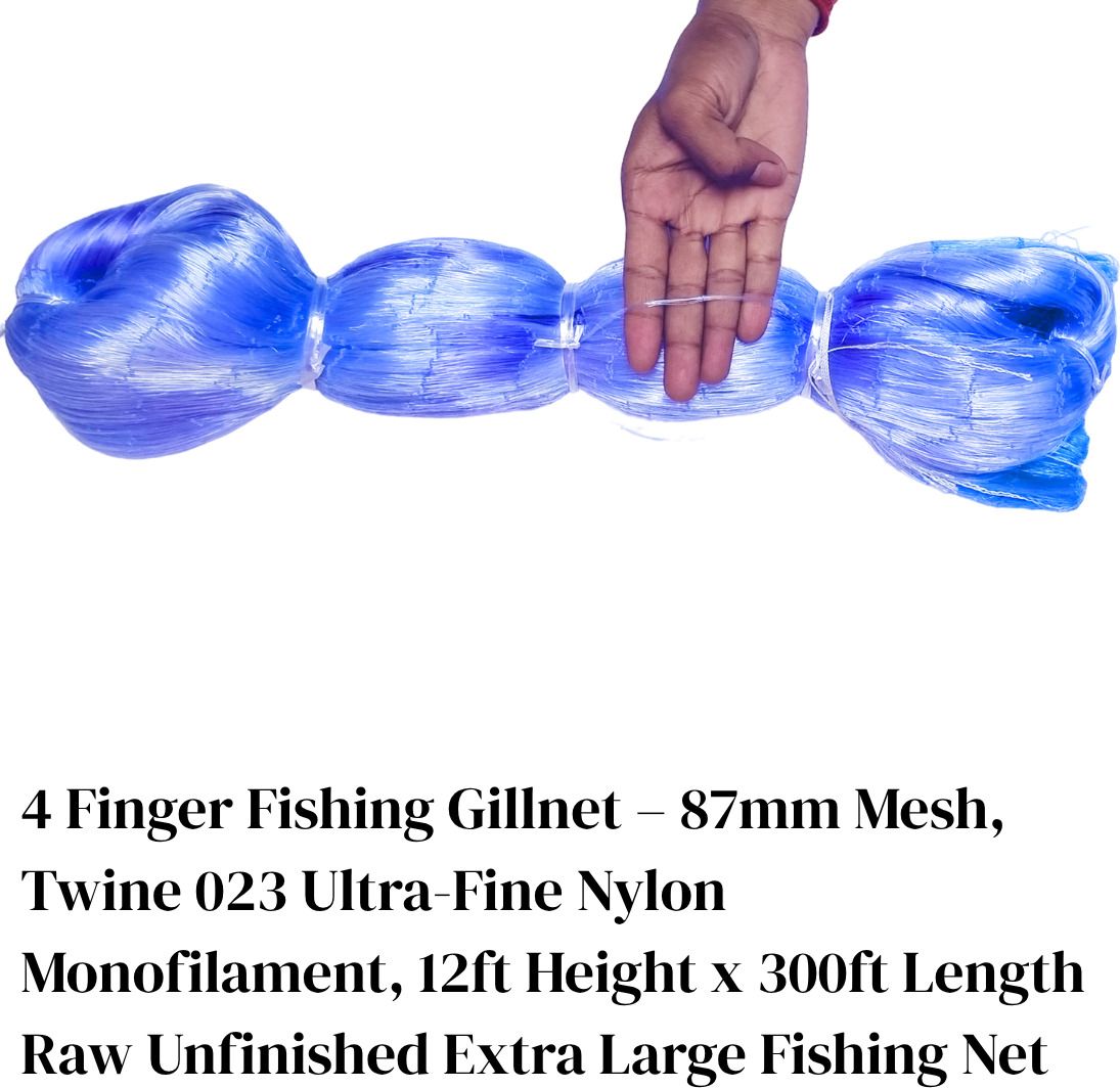 netking 4 Finger 87mm Mesh Fishing Gillnet – Twine 023, 15ft x 250–300ft, Raw Jaal Fishing Net-picture-13