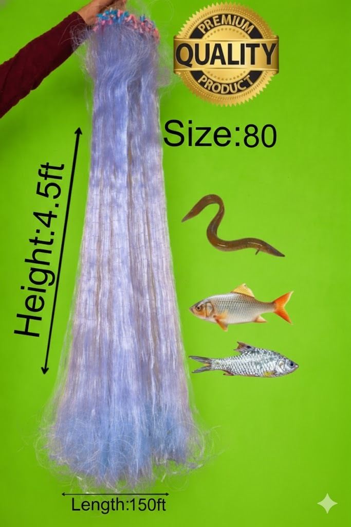80MM Half Finger Fishing Net with Float & Sinker300ft langth hight 2ft Water Polo Net-image-29
