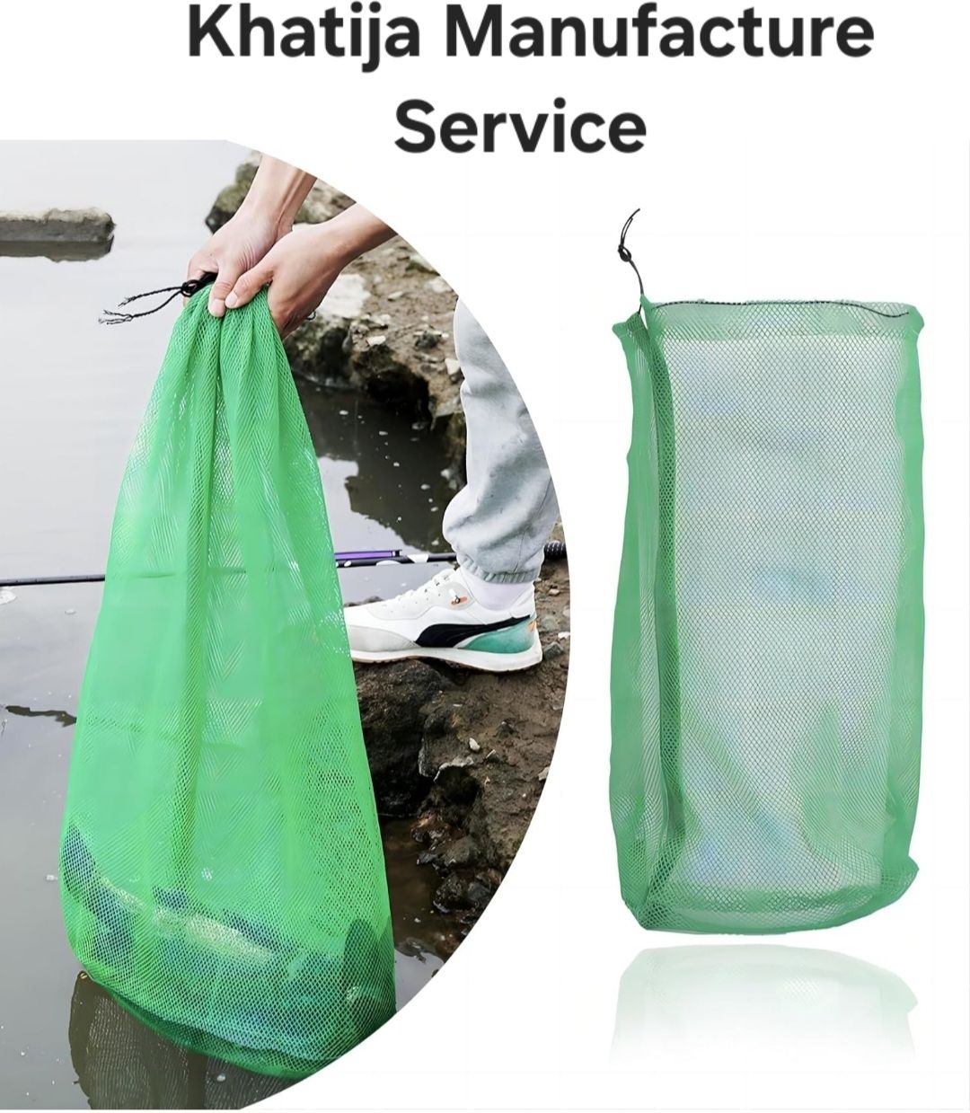 khatija manufacture service Fishing Storage carry fish keep net bag green Fishing Net-picture-0