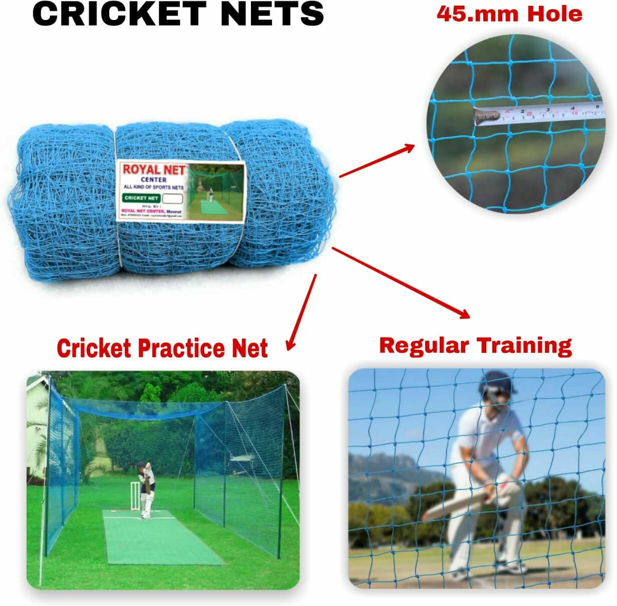 royalnet 100x10 Blue cricket Practice Net Boundary Ground Net Cricket Net image 1