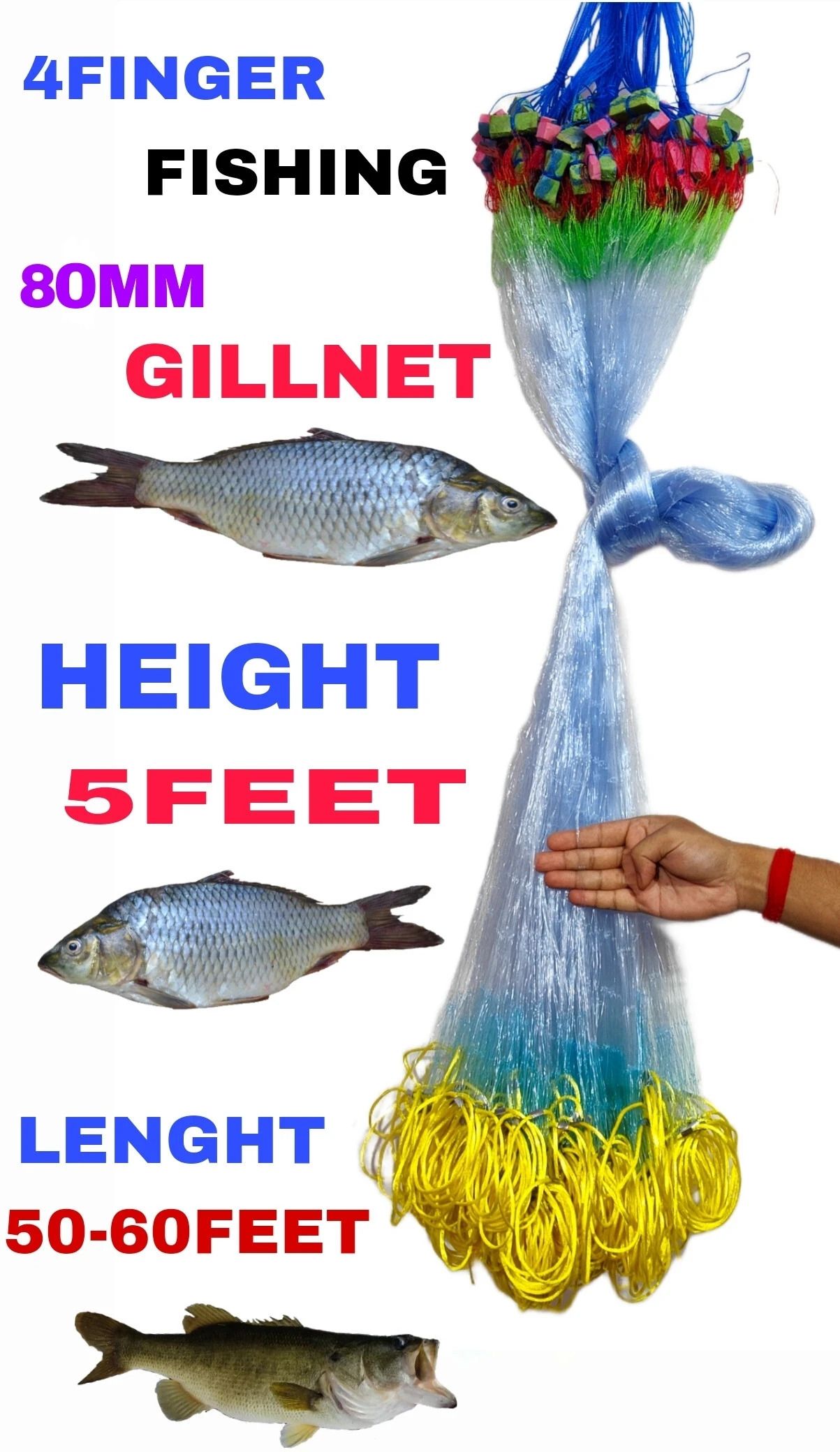 4FINGER 80MM SISHA FISHING GILLNET Fishing Net-image-38