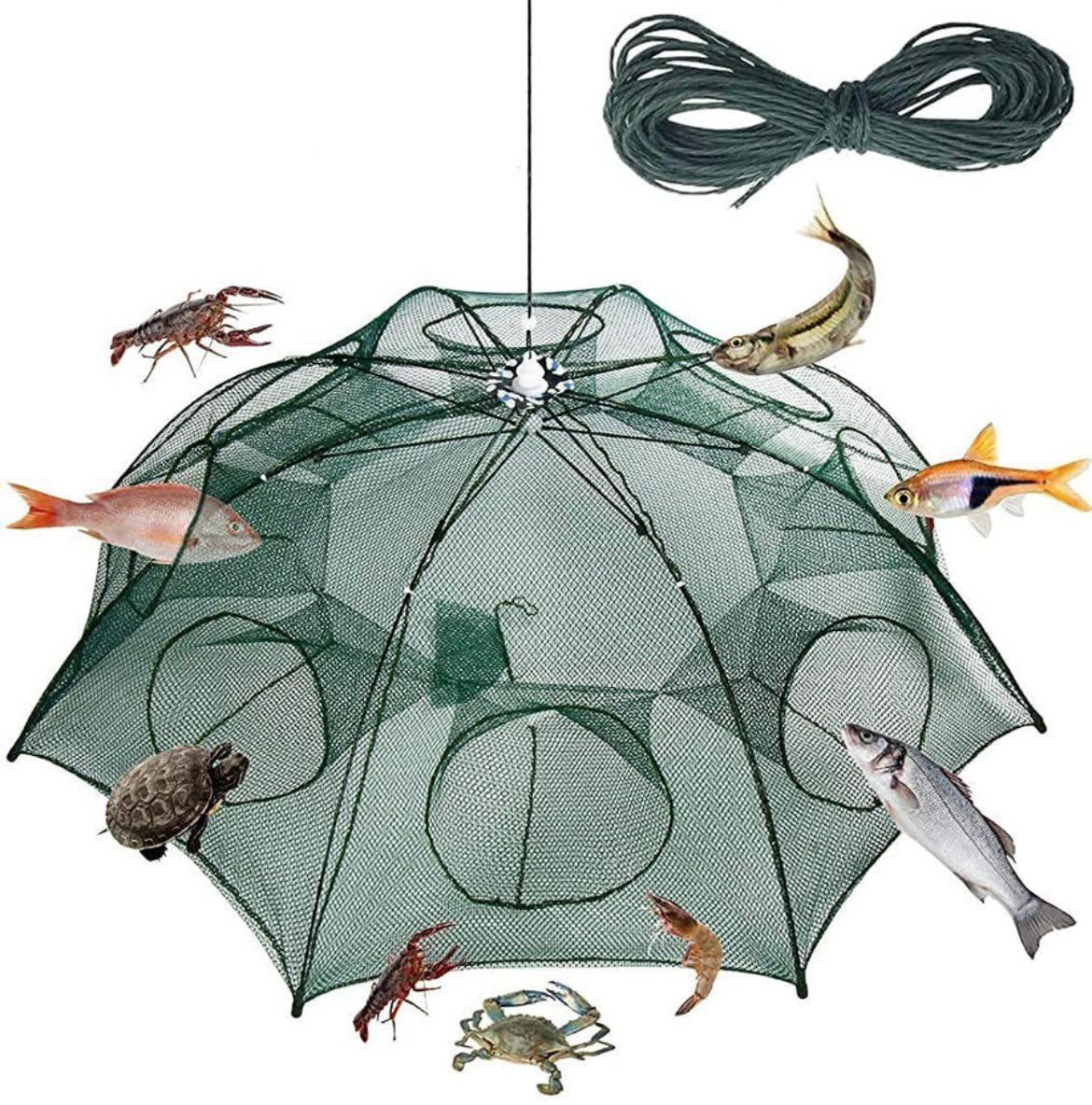 citynet Umbrella Fishing Net 8 Side Pocket Foldable Bait Fish Trap Nylon Fish Catcher Fishing Net-picture-15