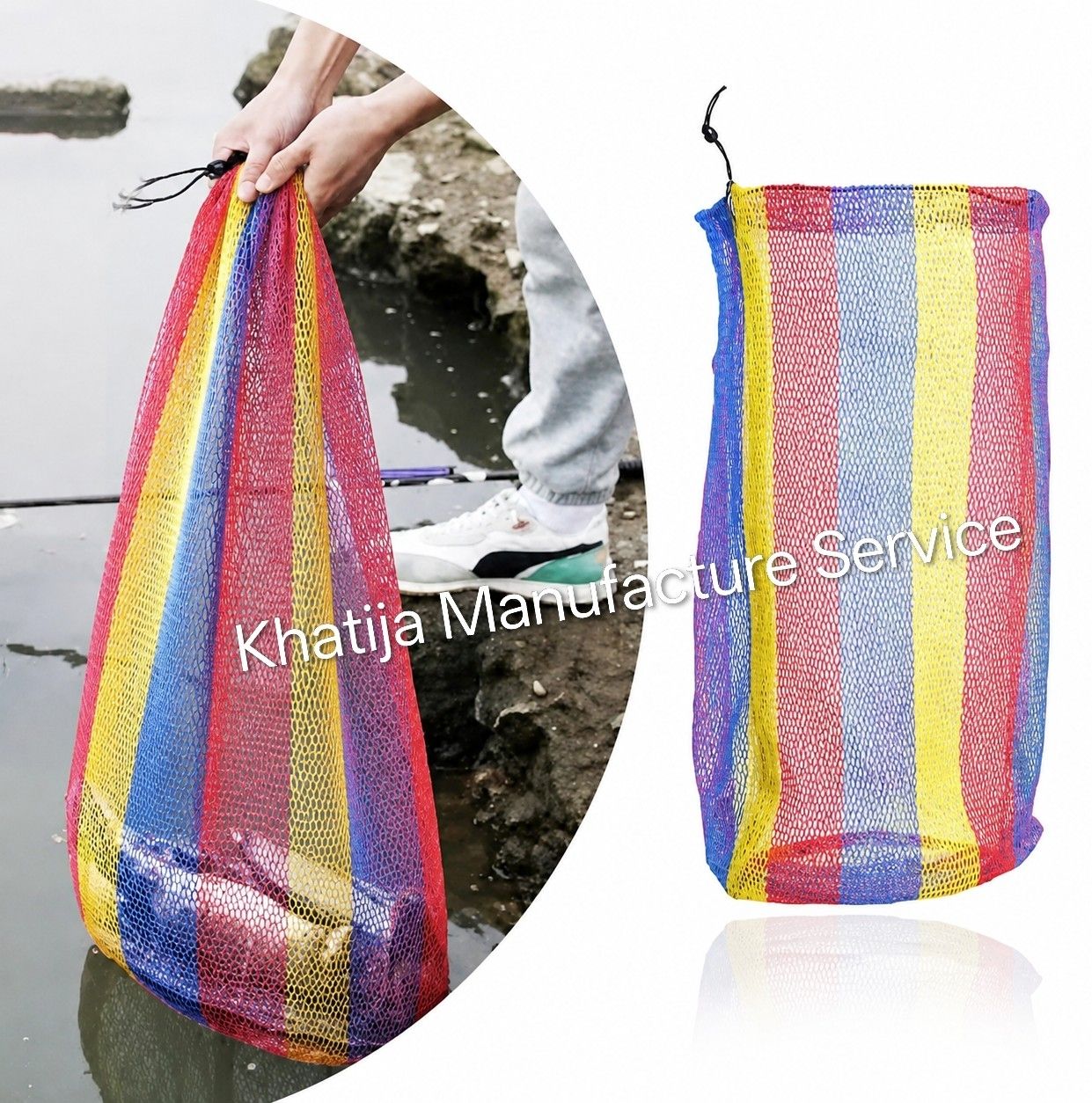 Premium Fishing Live Fish keep net bag rainbow extra strong elastic Fishing Net-image-12
