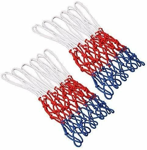 swikaar Basketball Net 2 PCS Outdoor/Indoor Net (12 Loops) (Red+White+Blue) BBN12 Basketball Net-picture-0