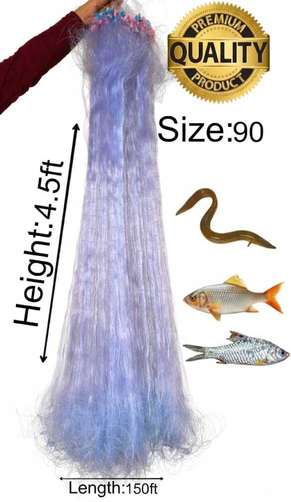 90MM Half Finger Fishing Net with Float & Sinker150ft langth Water Polo Net