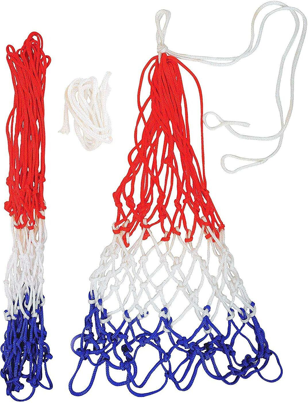 swikaar Basketball Net 2 PCS Outdoor/Indoor Net (12 Loops) (Red+White+Blue) BBN2 Basketball Net-picture-5